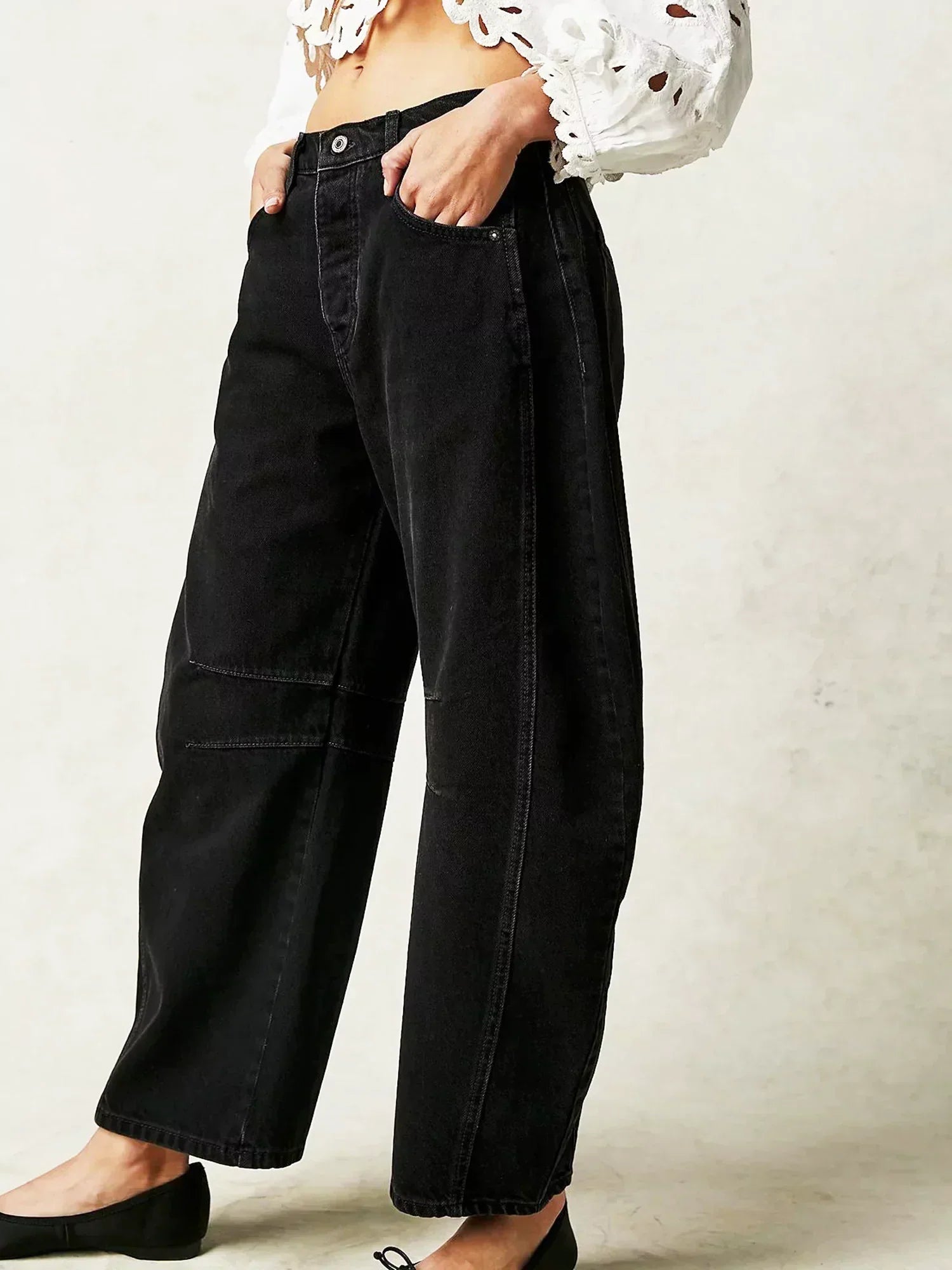 Nuana Gabriela | Damen Bedruckte Jeans mit Weitem Bein