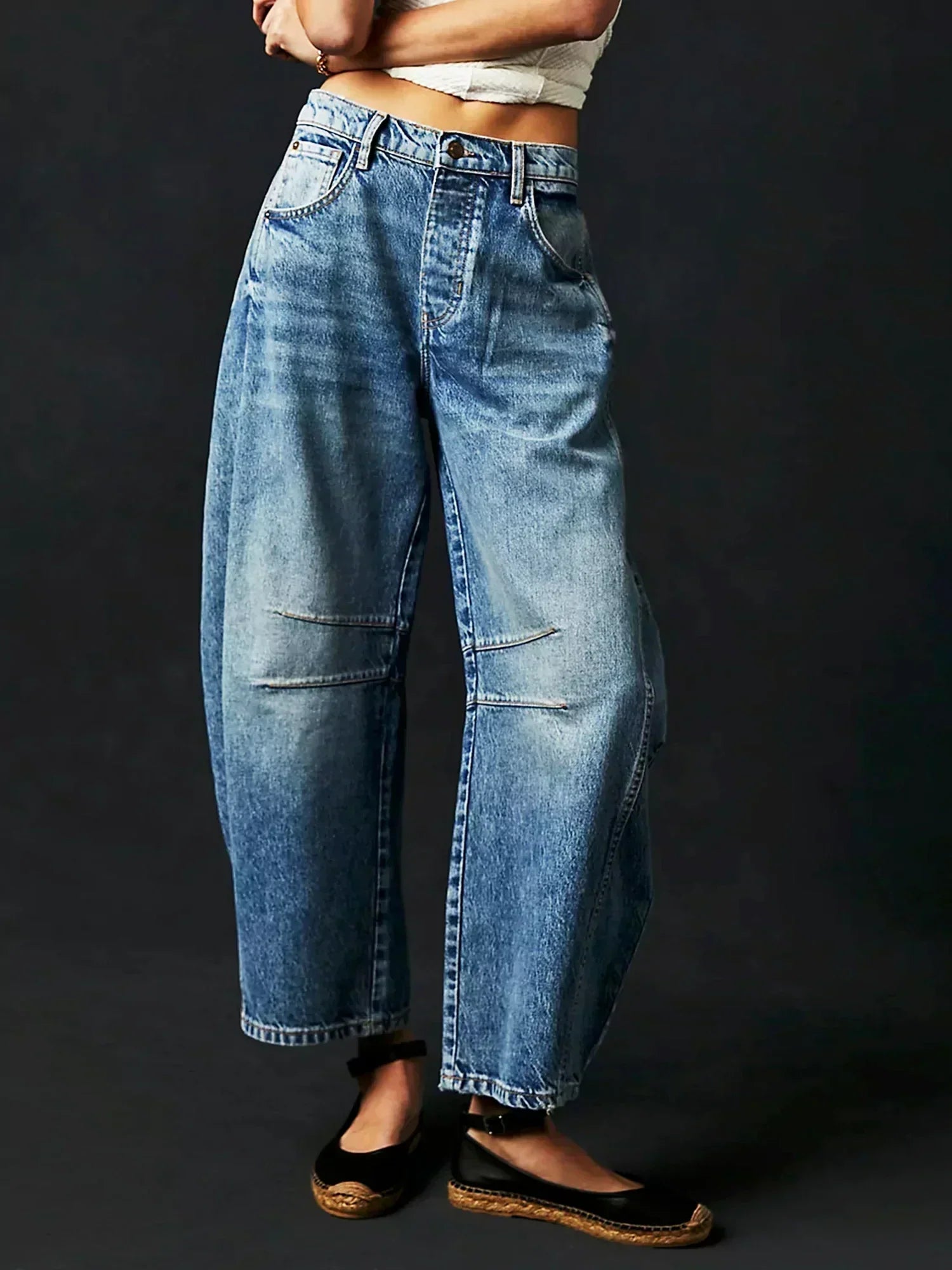 Nuana Gabriela | Damen Bedruckte Jeans mit Weitem Bein