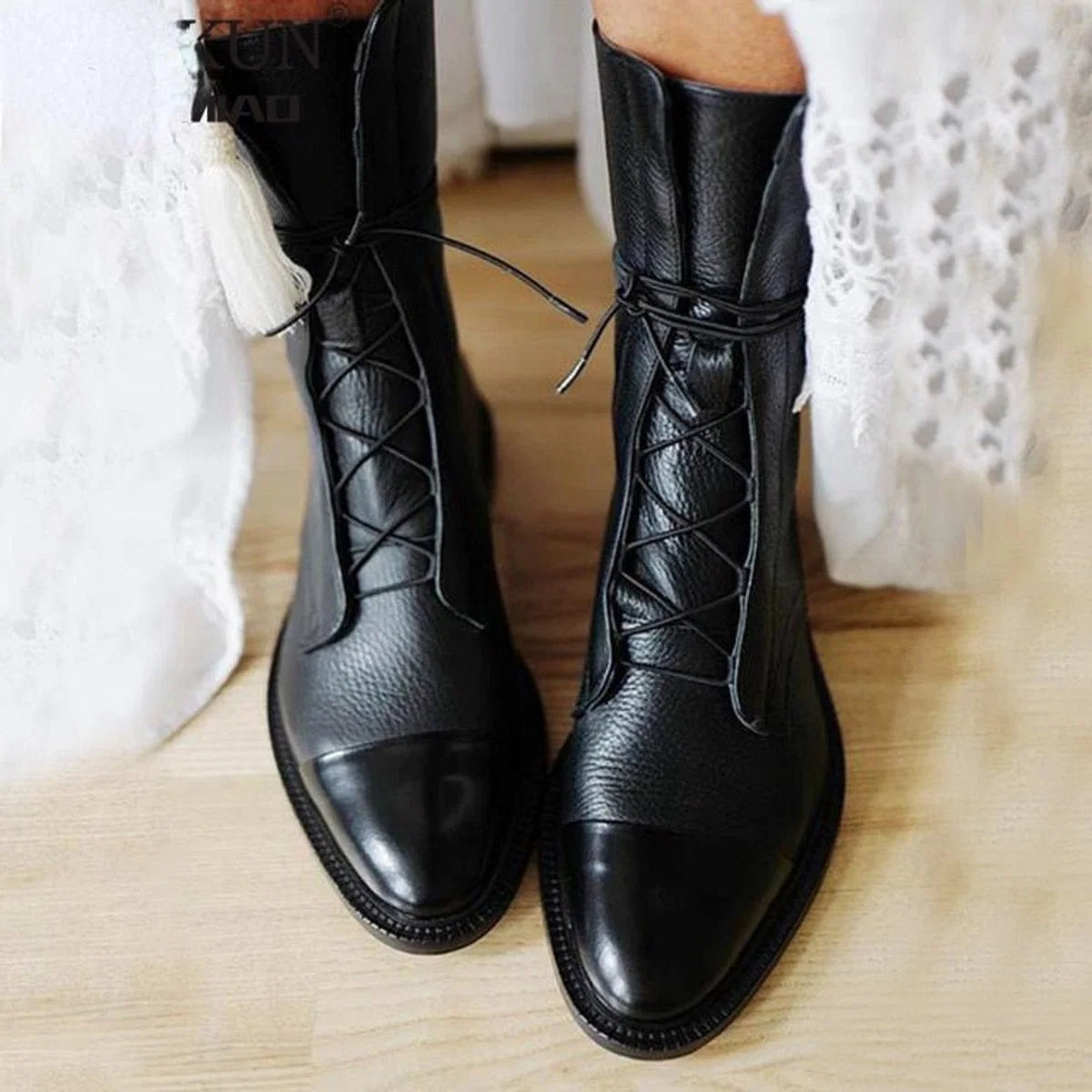 Nuana Greta | Stiefel Damen Schnürstiefel Echtleder Wasserdicht Winterstiefel