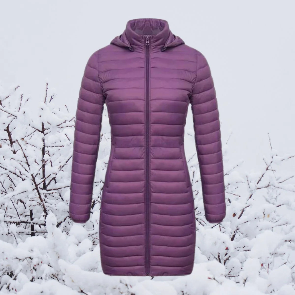 Nuana Greta | Wintermantel Damen Ultraleichter Langer Gesteppter Parka mit Kapuze