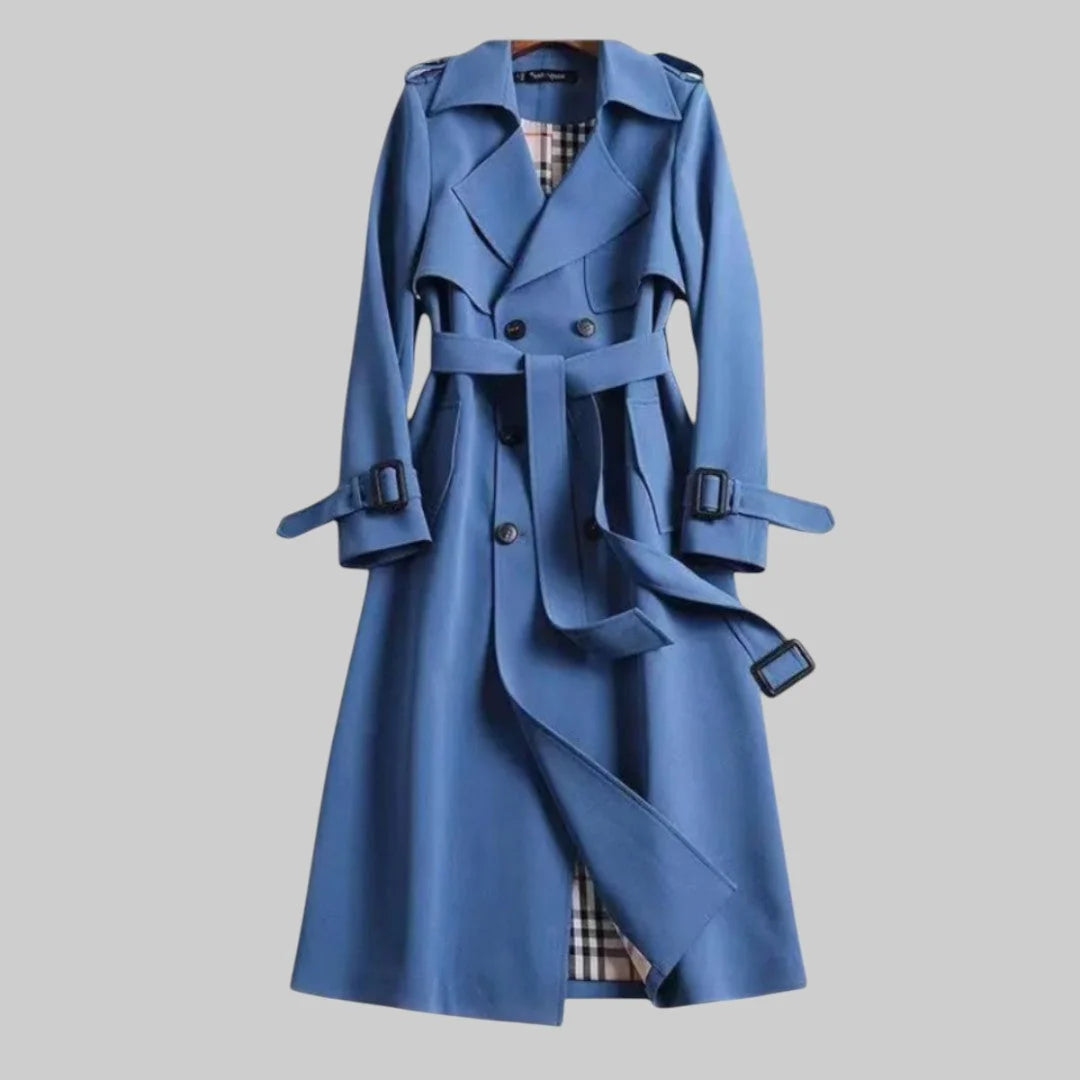 Nuana Helga | Damen Langer Doppelreihiger Trenchcoat Mit Gürtel
