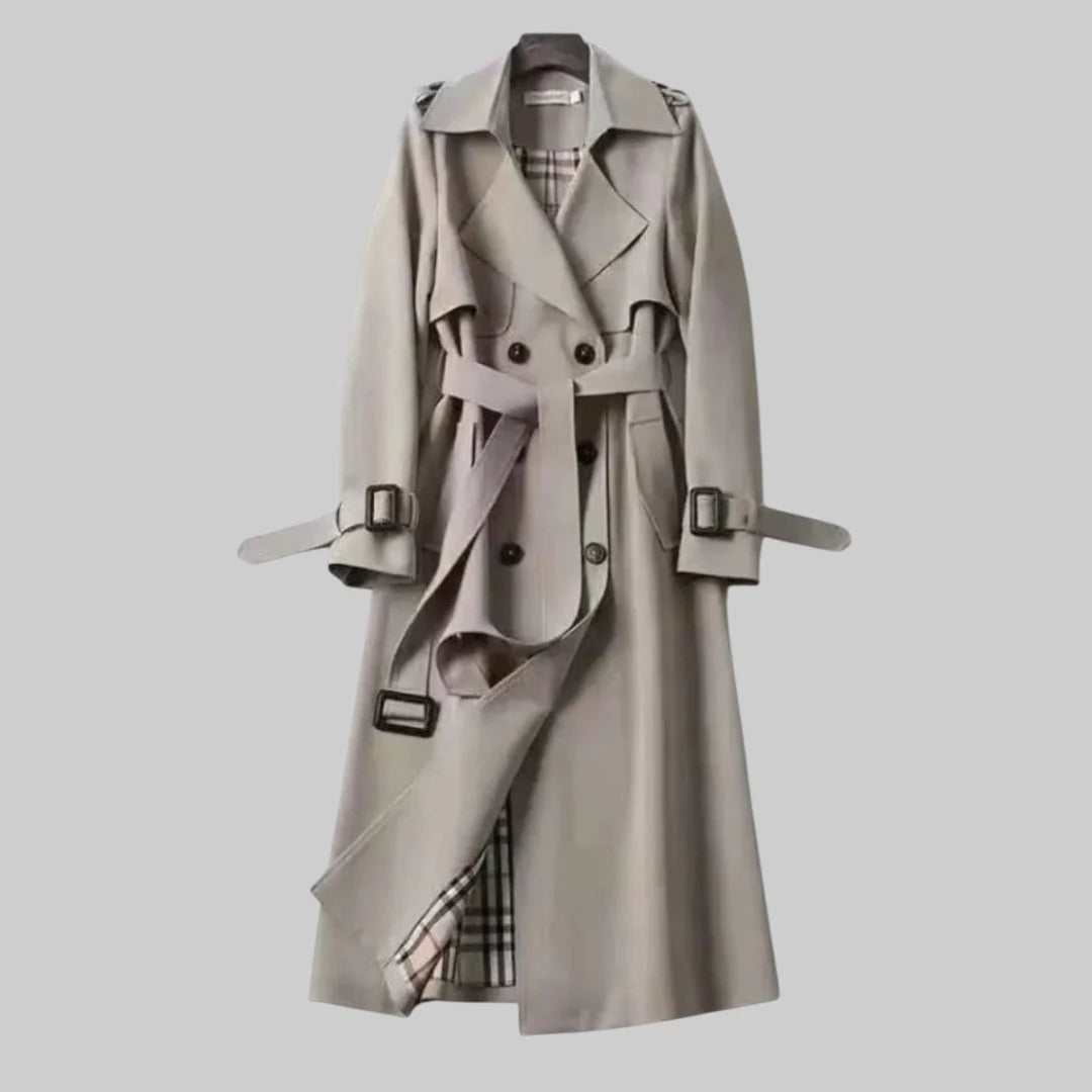 Nuana Helga | Damen Langer Doppelreihiger Trenchcoat Mit Gürtel