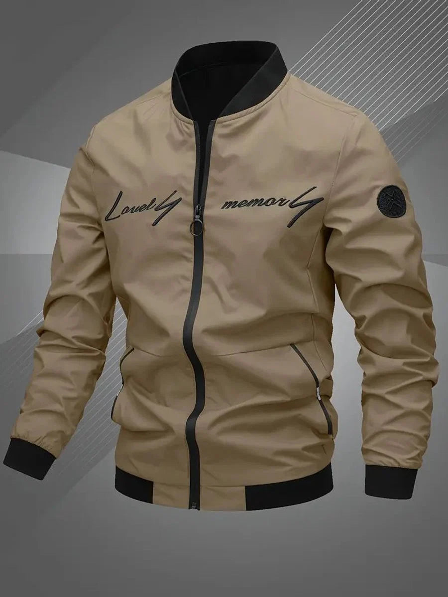 Nuana | Herren Bomber Jacket Lässige Polyester Collegejacke Mit Baseball-Kragen