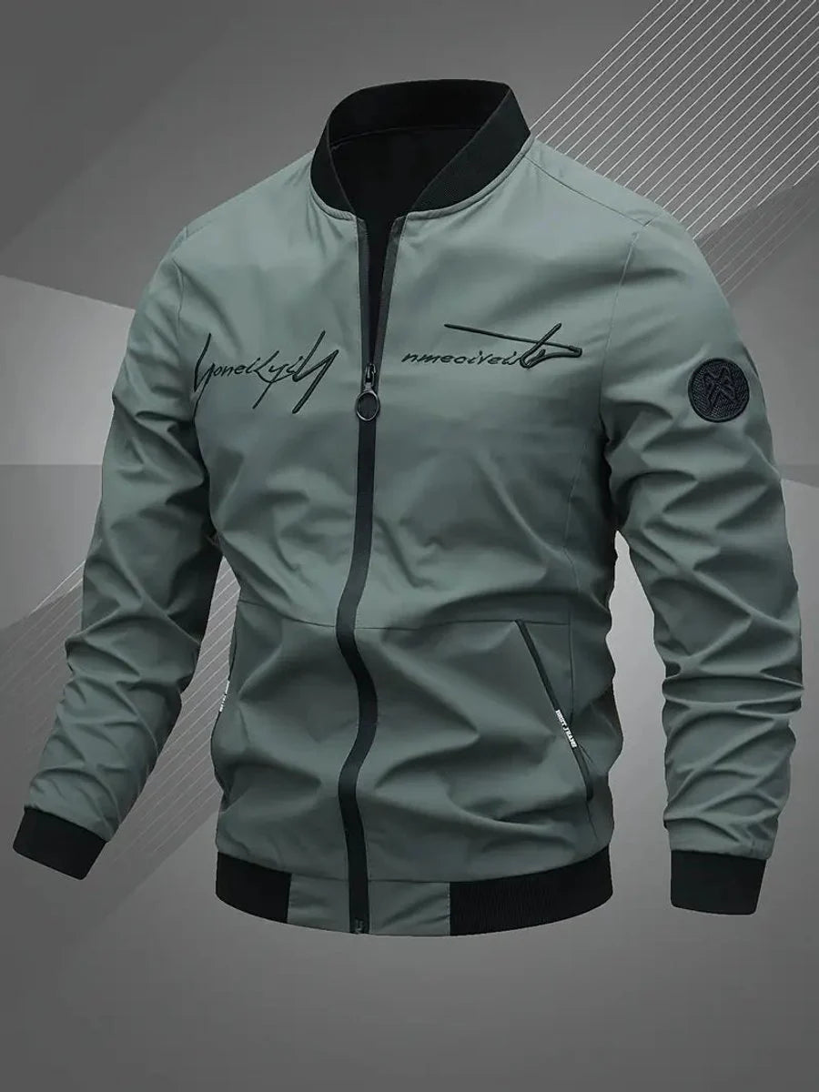 Nuana | Herren Bomber Jacket Lässige Polyester Collegejacke Mit Baseball-Kragen