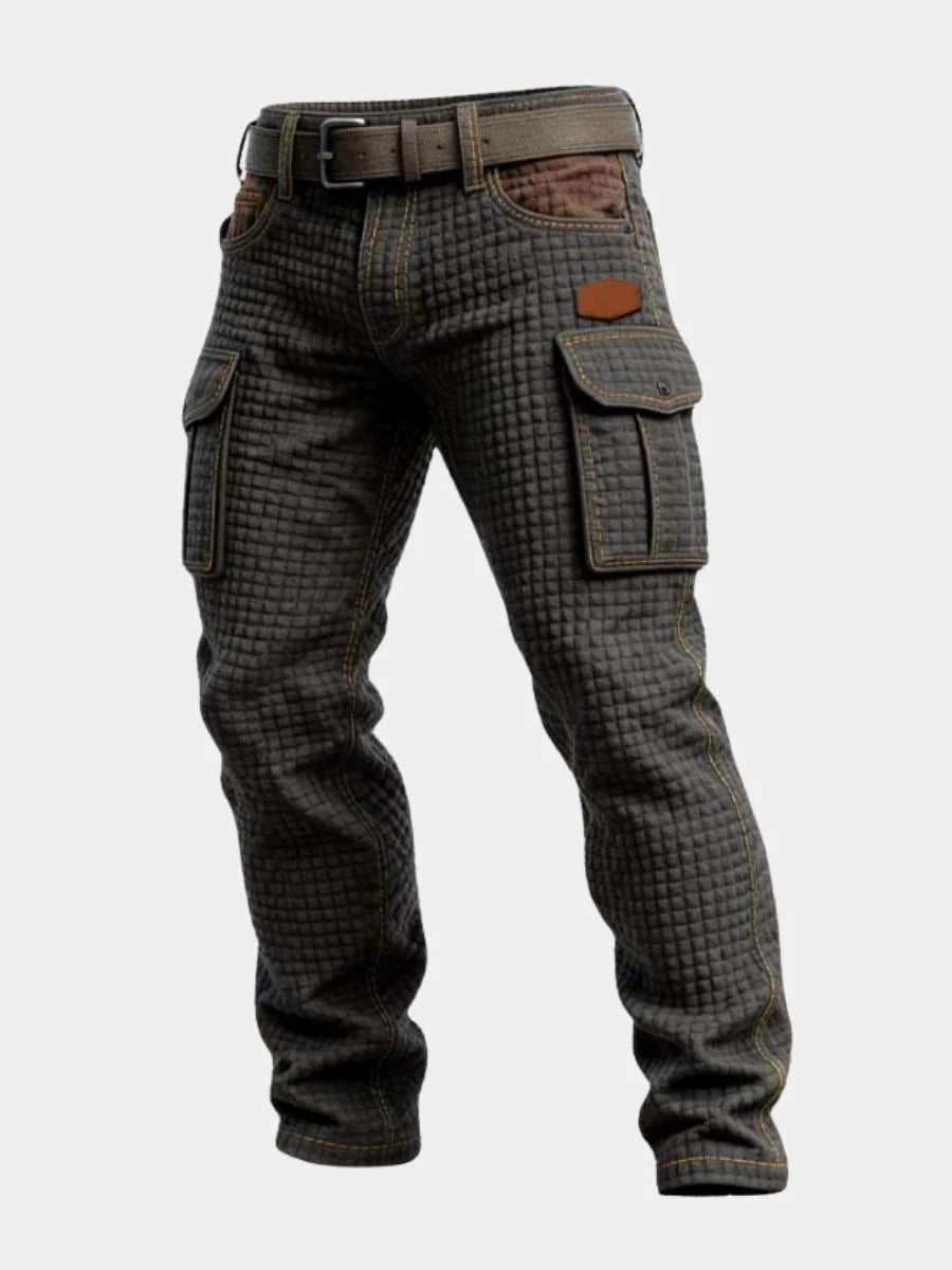 Nuana | Herren Cargo-Hose Slim Fit Strukturmuster Seitentaschen