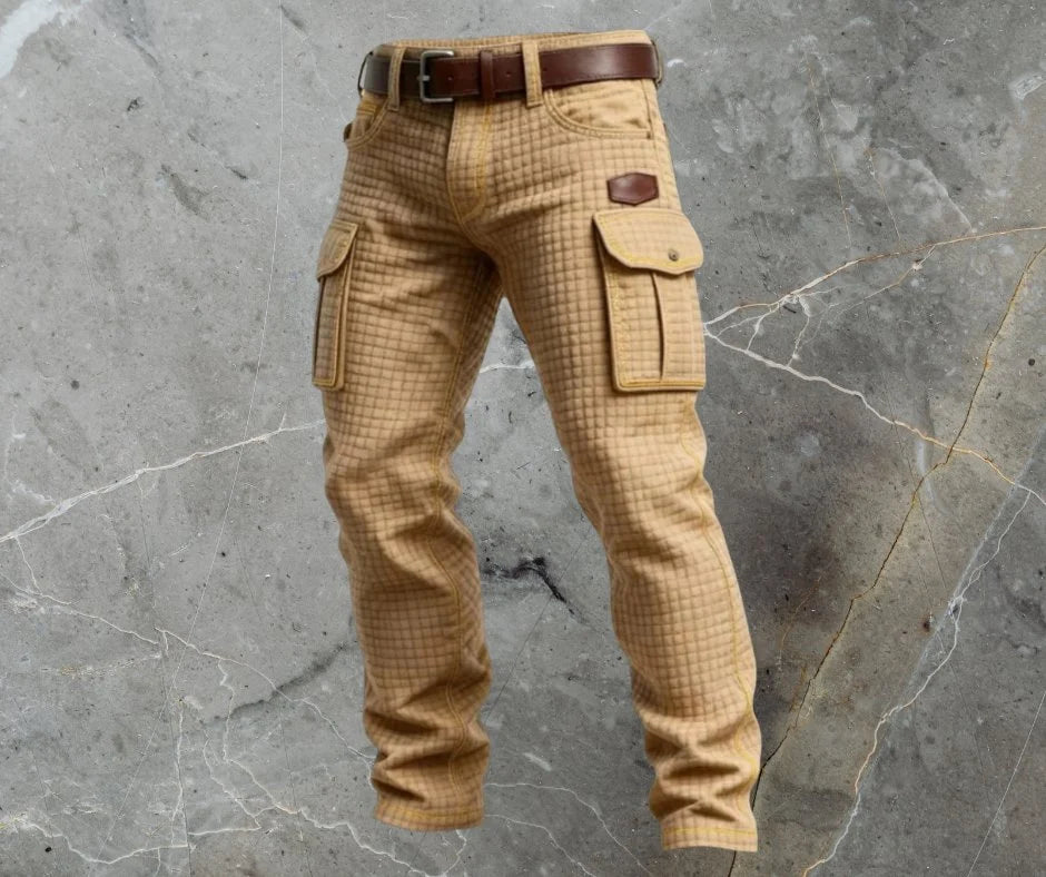 Nuana | Herren Cargo-Hose Slim Fit Strukturmuster Seitentaschen