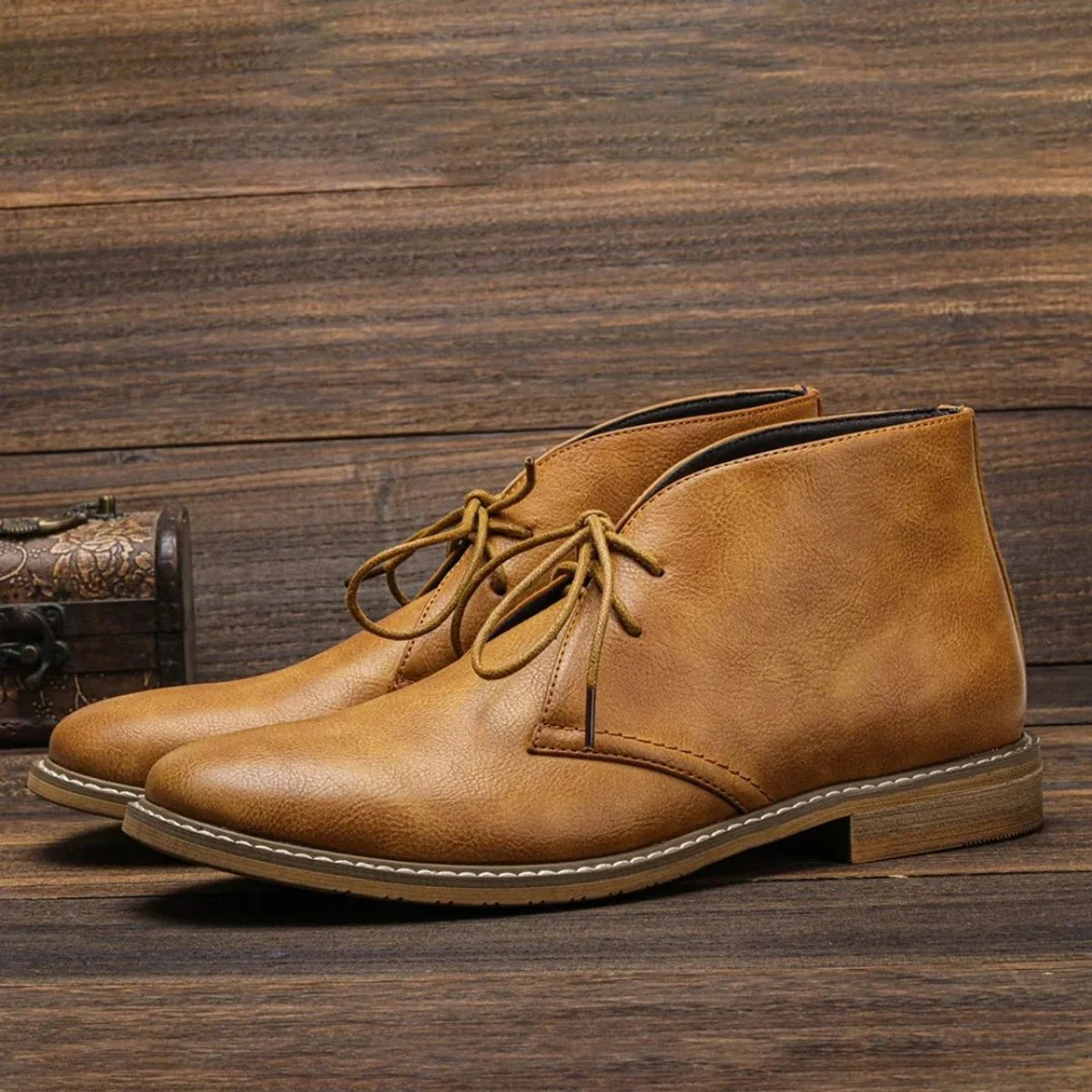 Nuana | Herren Chukka Boots Schnürung Kunstleder Klassisch