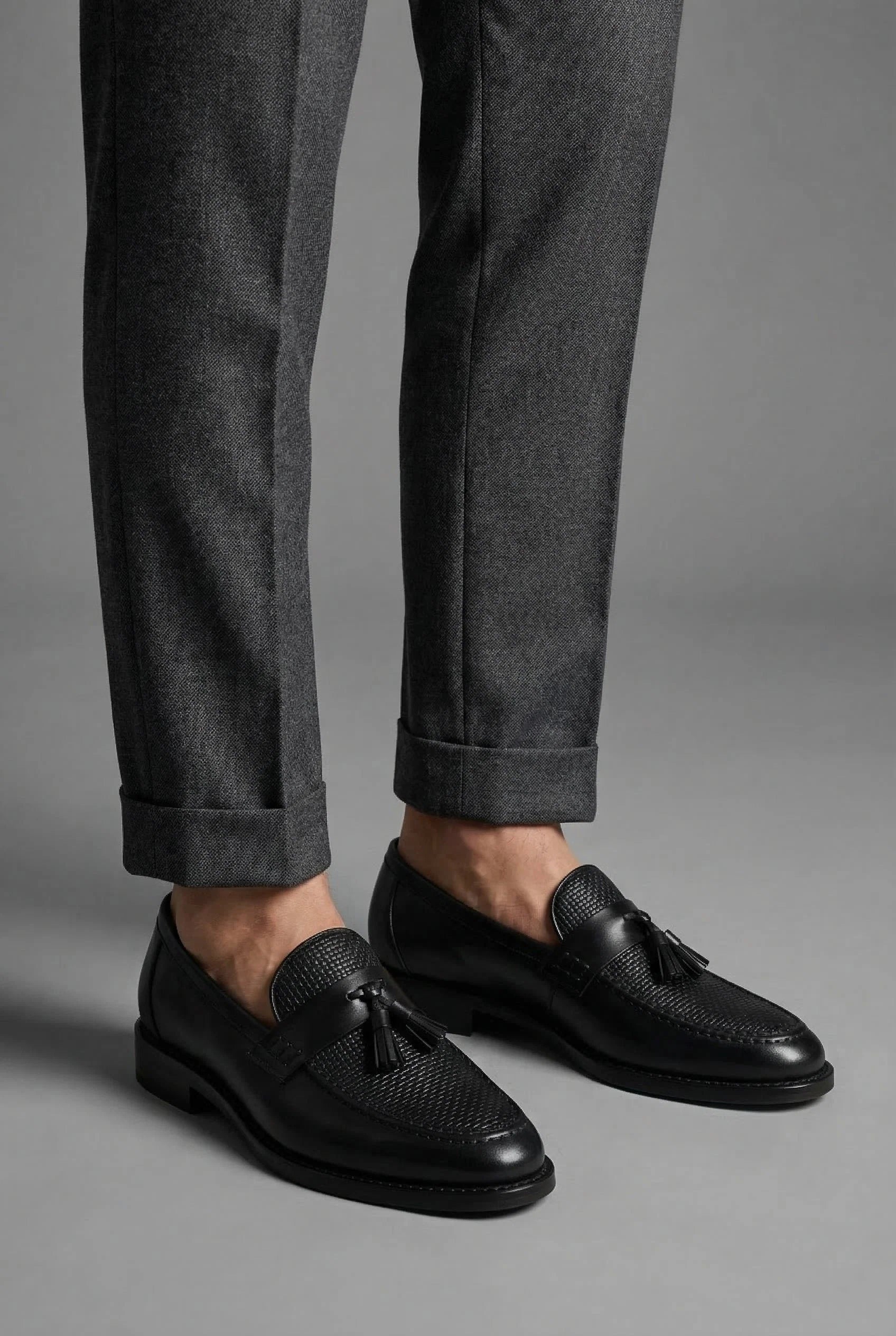 Nuana | Herren Geflochtene Quasten-Slipper Klassische Leder-Loafer