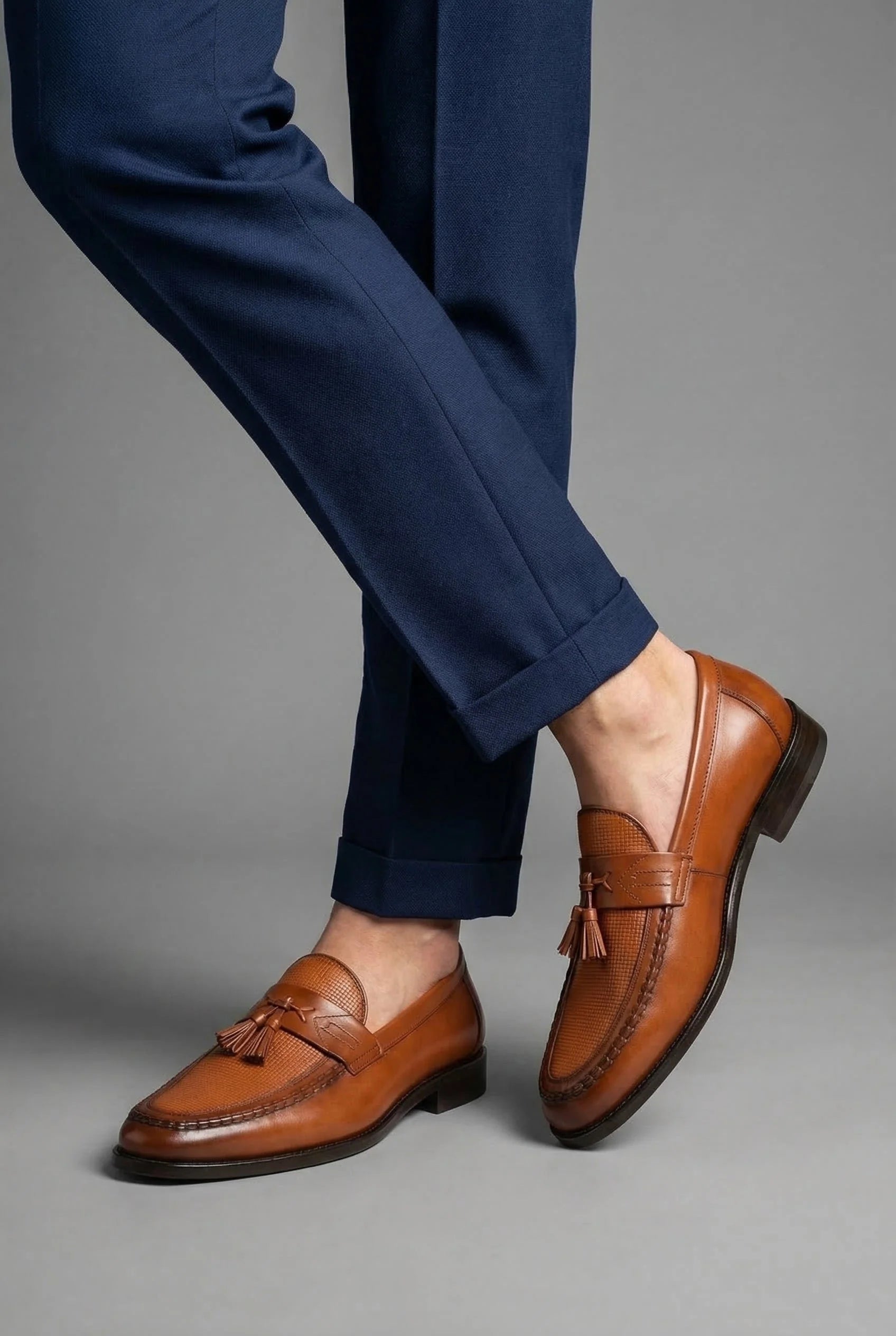Nuana | Herren Geflochtene Quasten-Slipper Klassische Leder-Loafer