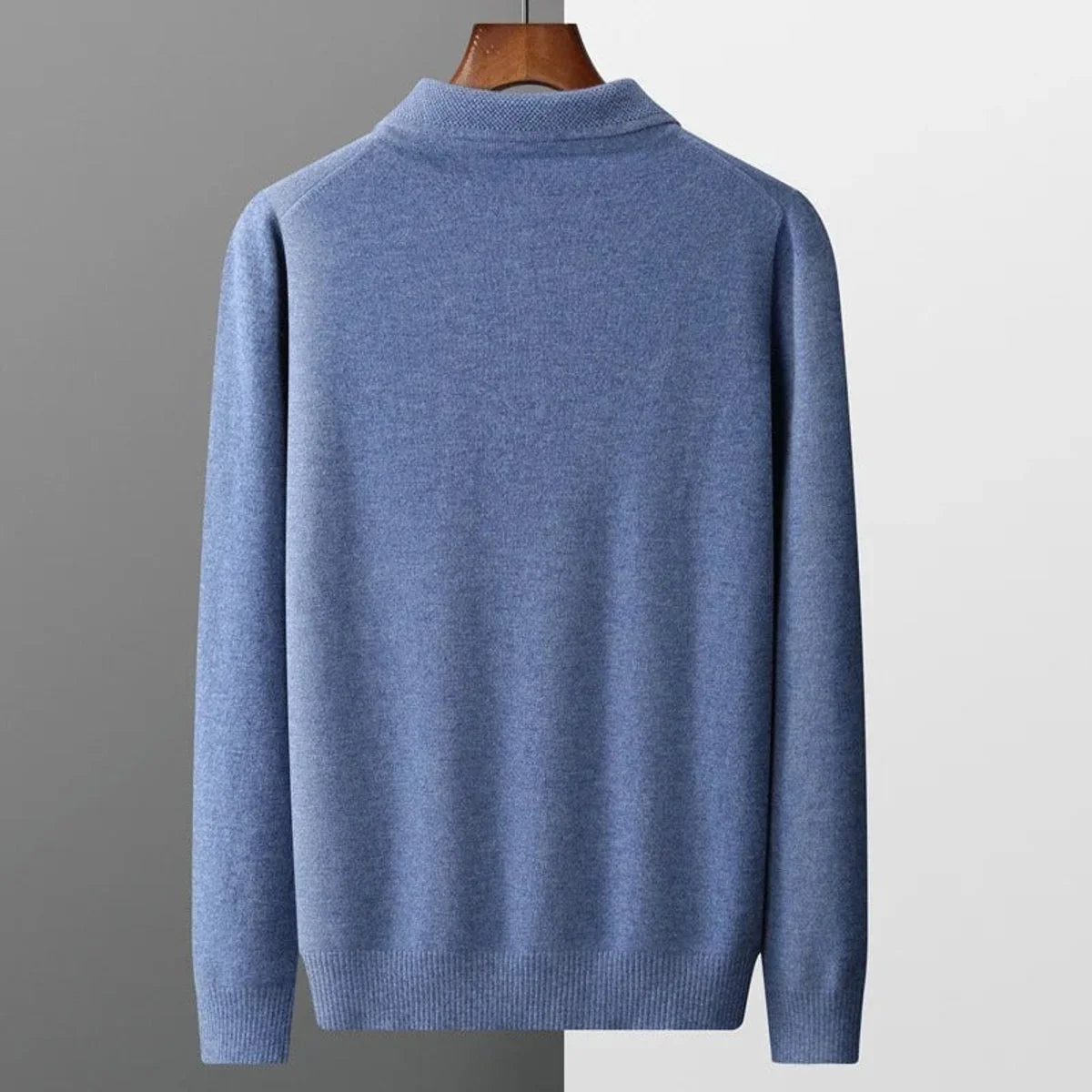 Nuana | Herren Kaschmir Polo Knit Sweater Langarm Business Strickpullover
