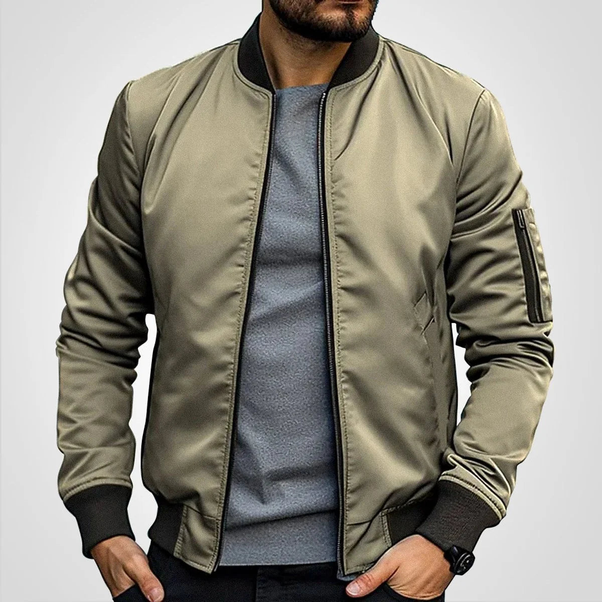 Nuana | Herren Klassische Bomber Jacket Übergangsjacke mit Rippbündchen