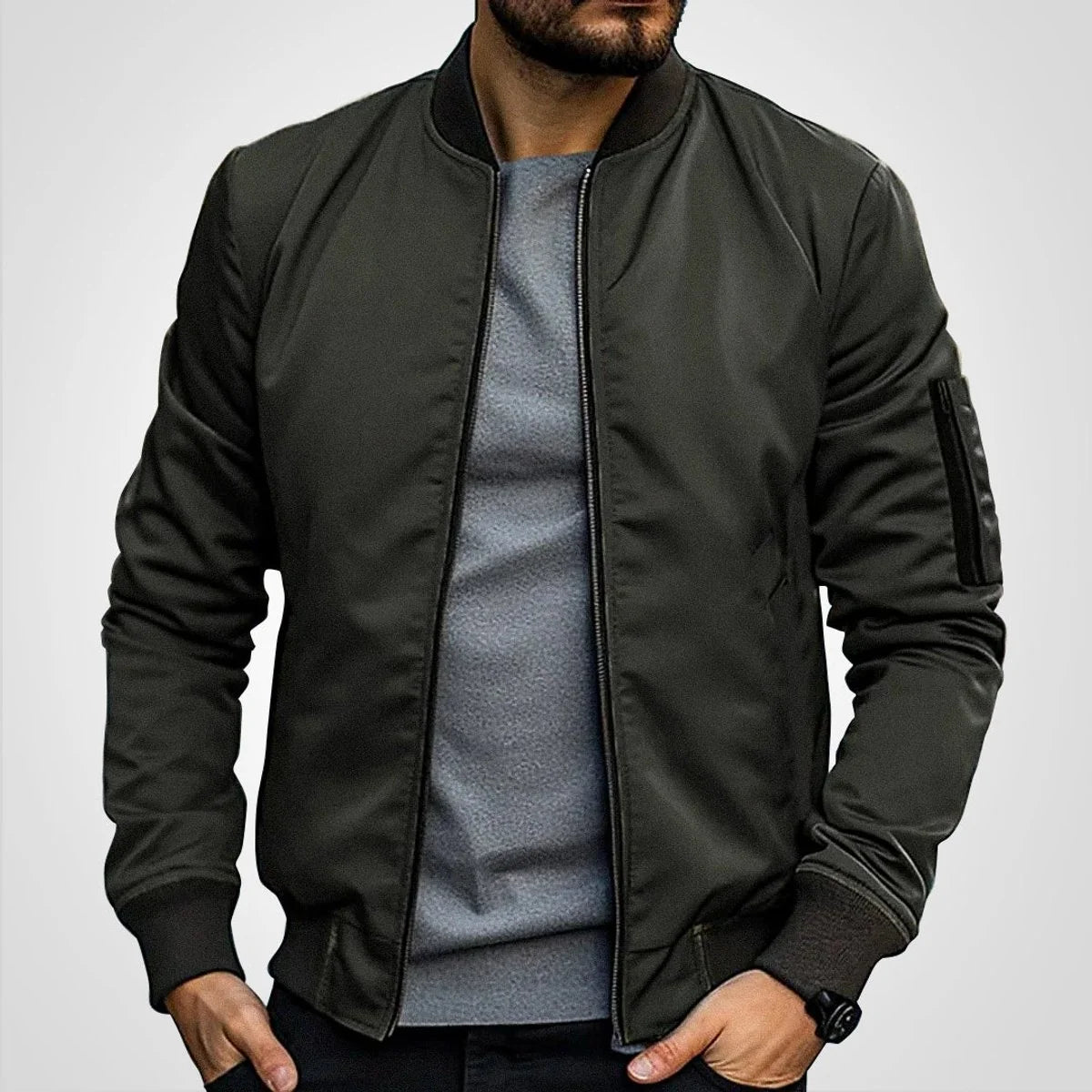 Nuana | Herren Klassische Bomber Jacket Übergangsjacke mit Rippbündchen