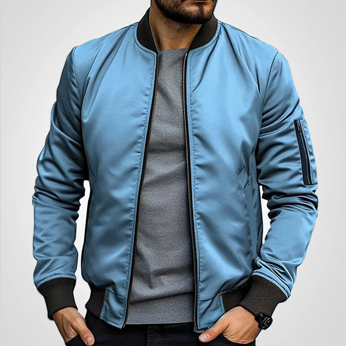 Nuana | Herren Klassische Bomber Jacket Übergangsjacke mit Rippbündchen