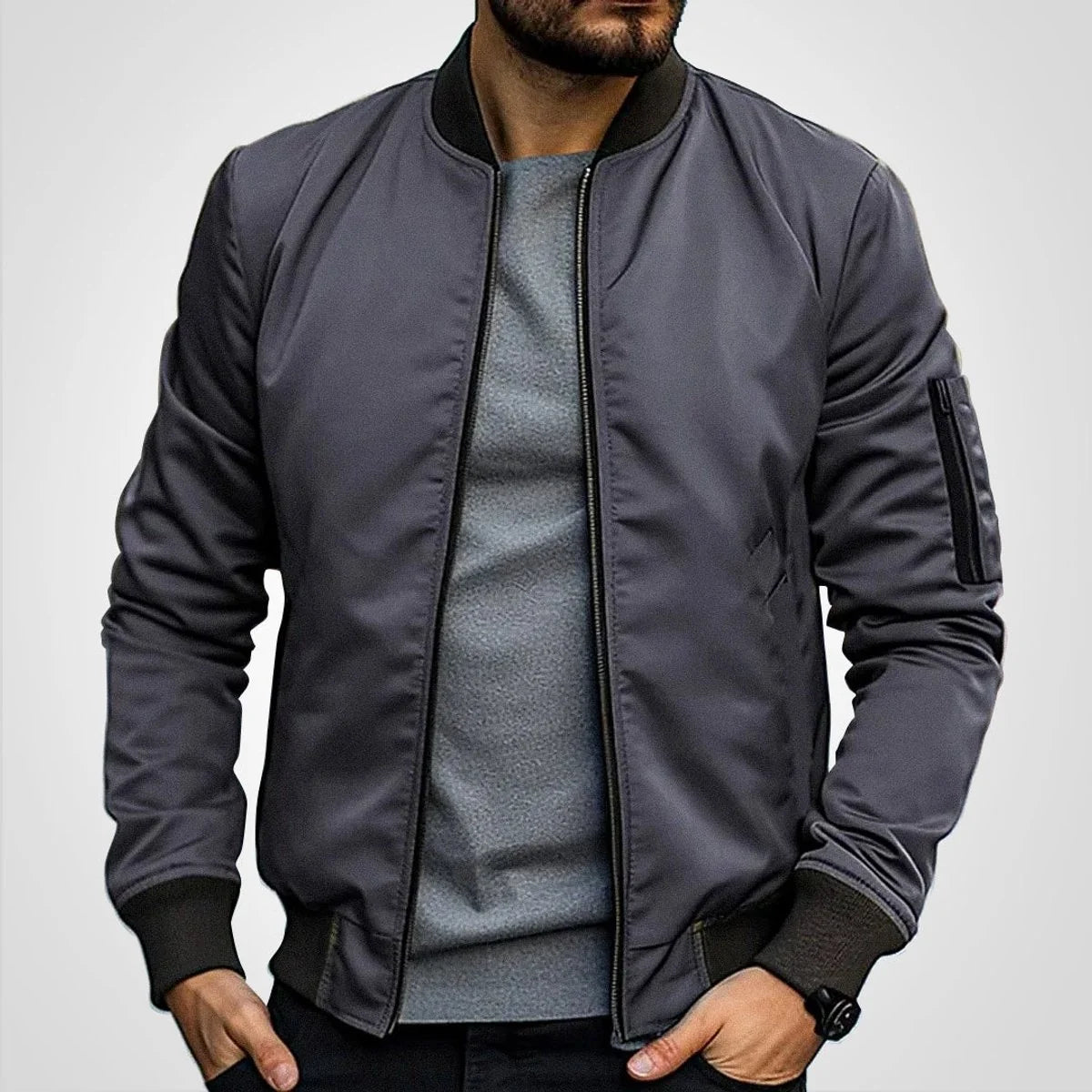 Nuana | Herren Klassische Bomber Jacket Übergangsjacke mit Rippbündchen