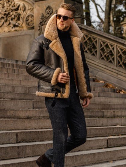 Nuana | Herren Klassische Fliegerjacke mit Reißverschluss