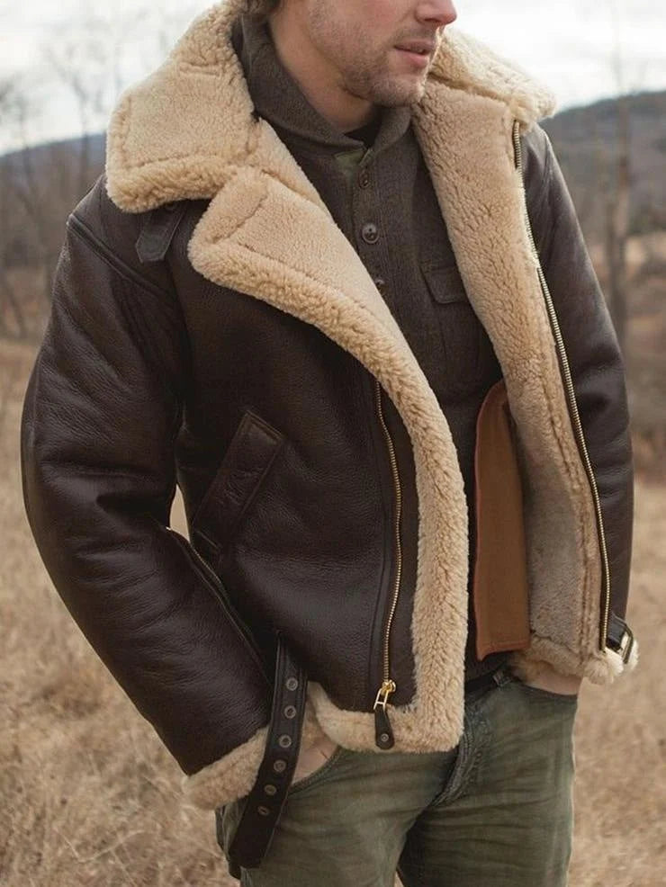 Nuana | Herren Klassische Fliegerjacke mit Reißverschluss