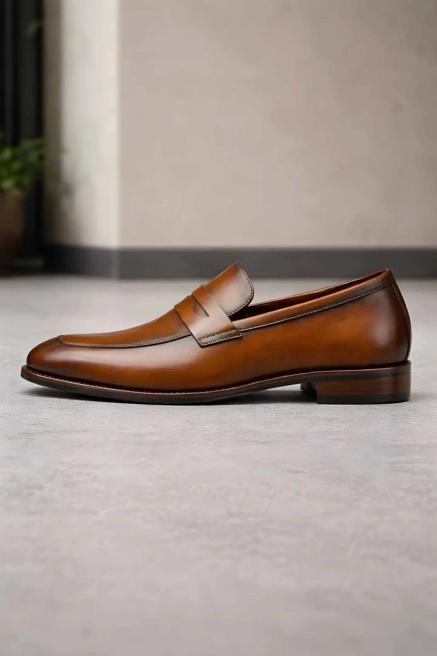 Nuana | Herren Klassische Penny-Loafer Slip-On Lackschuhe