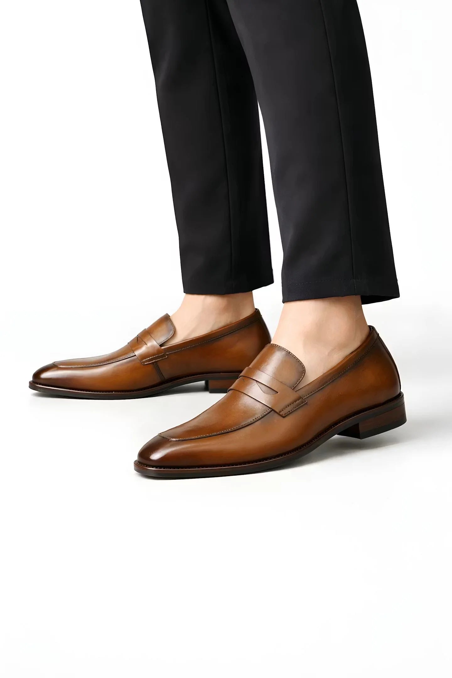 Nuana | Herren Klassische Penny-Loafer Slip-On Lackschuhe