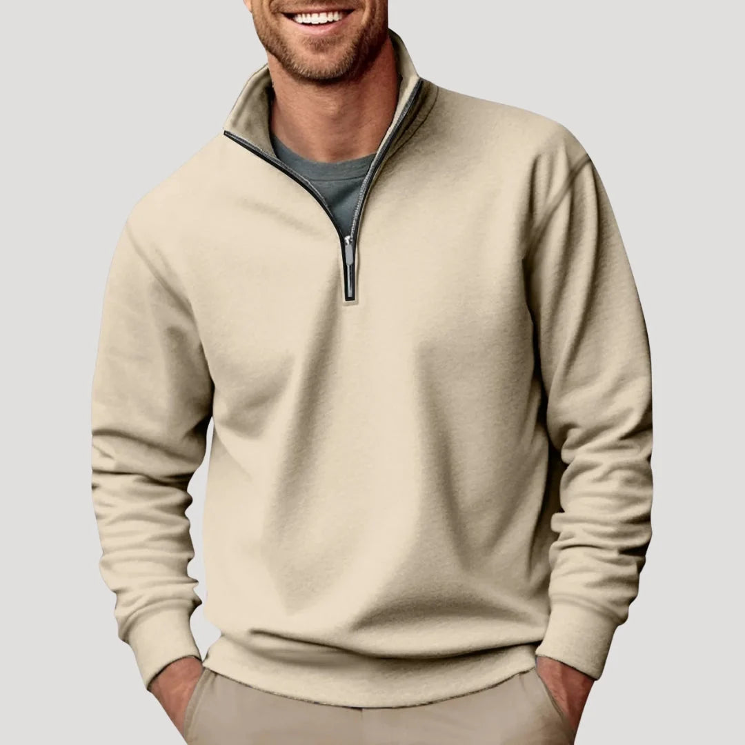 Nuana | Herren Klassischer Pullover mit Viertelreißverschluss