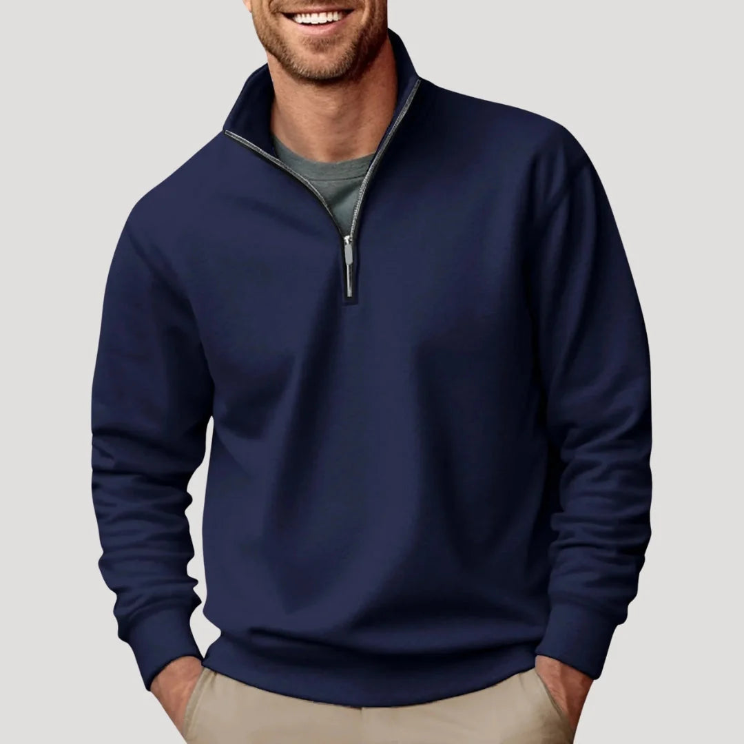 Nuana | Herren Klassischer Pullover mit Viertelreißverschluss