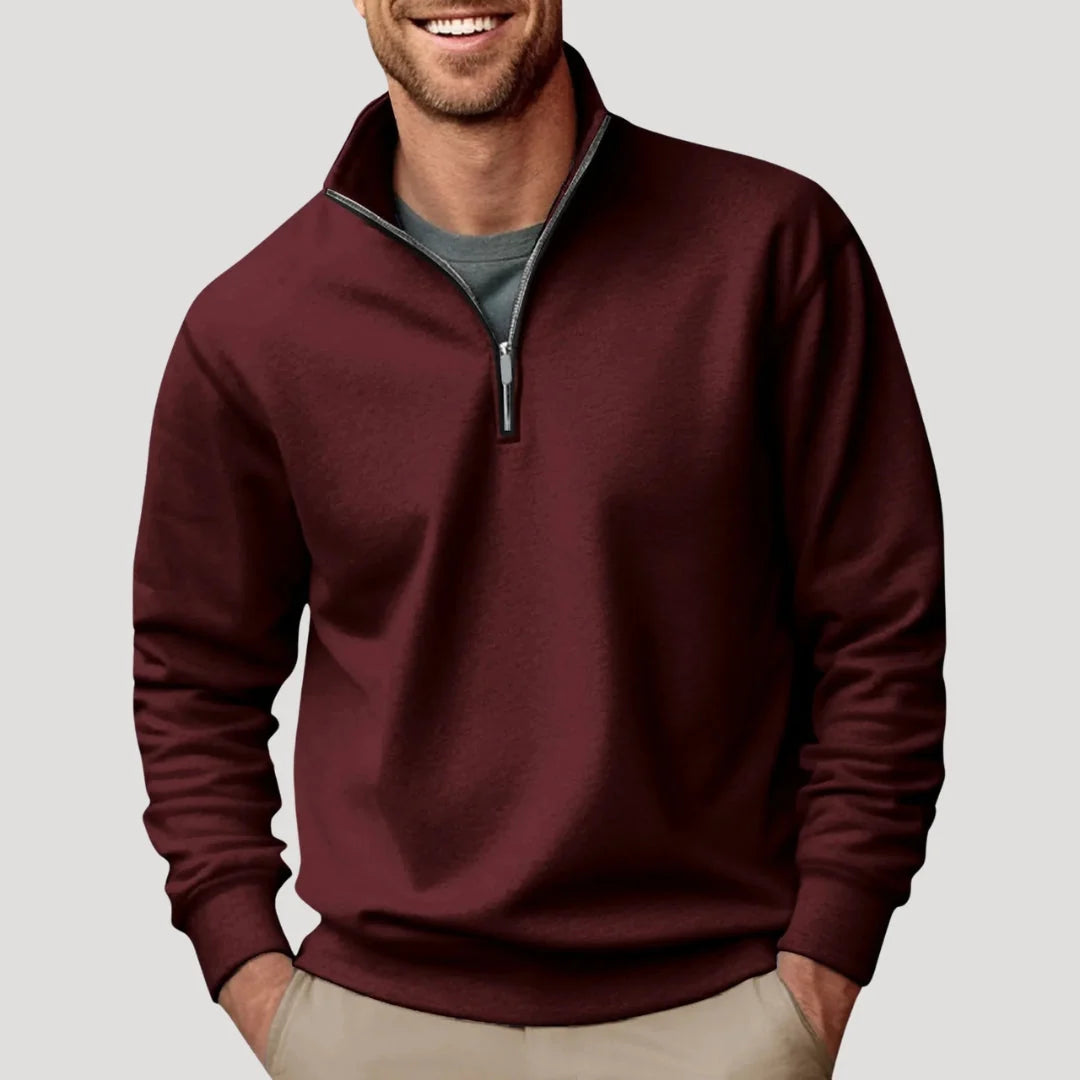 Nuana | Herren Klassischer Pullover mit Viertelreißverschluss
