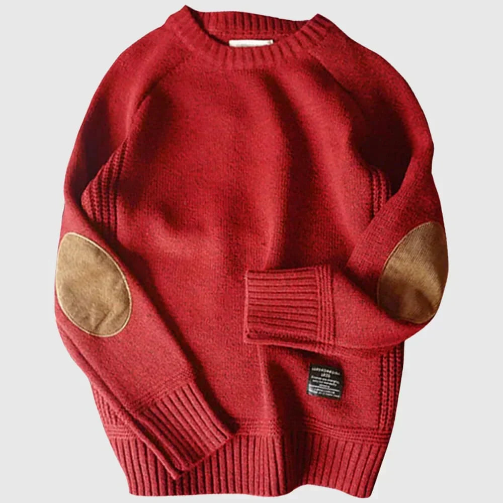 Nuana Herren Klassischer Strickpullover mit Ellbogenpatches für den Winter