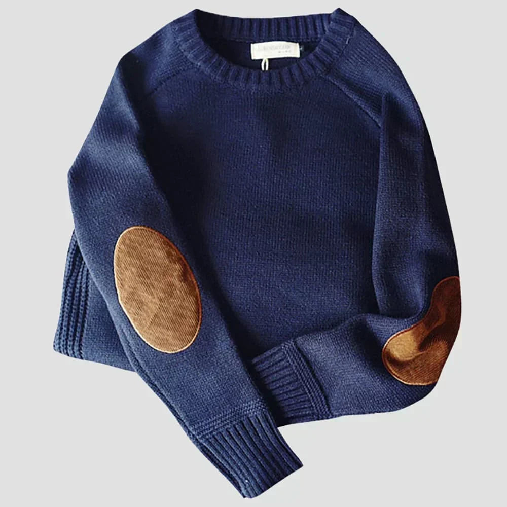 Nuana Herren Klassischer Strickpullover mit Ellbogenpatches für den Winter