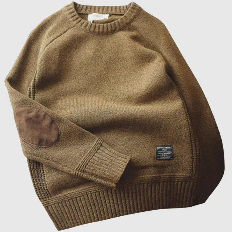 Nuana Herren Klassischer Strickpullover mit Ellbogenpatches für den Winter