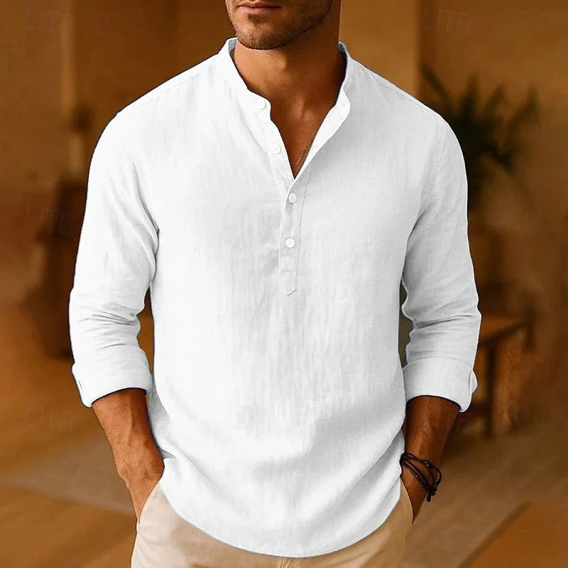 Nuana | Herren Knopfkragen Langarm Freizeit Shirt