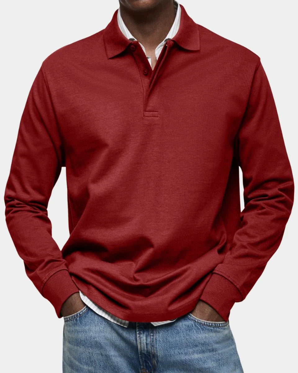 Nuana | Herren Langarm-Poloshirt klassischer Schnitt atmungsaktiv