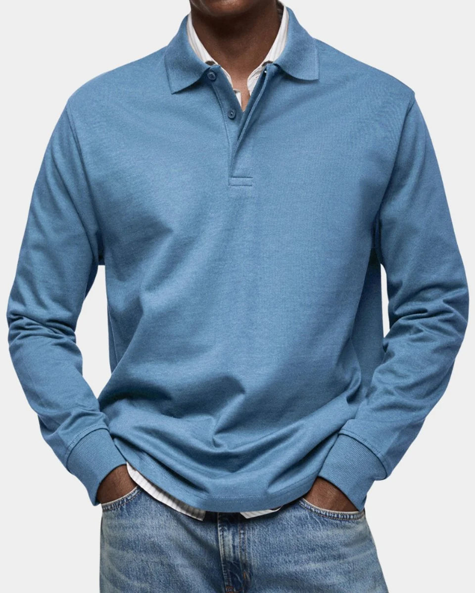 Nuana | Herren Langarm-Poloshirt klassischer Schnitt atmungsaktiv
