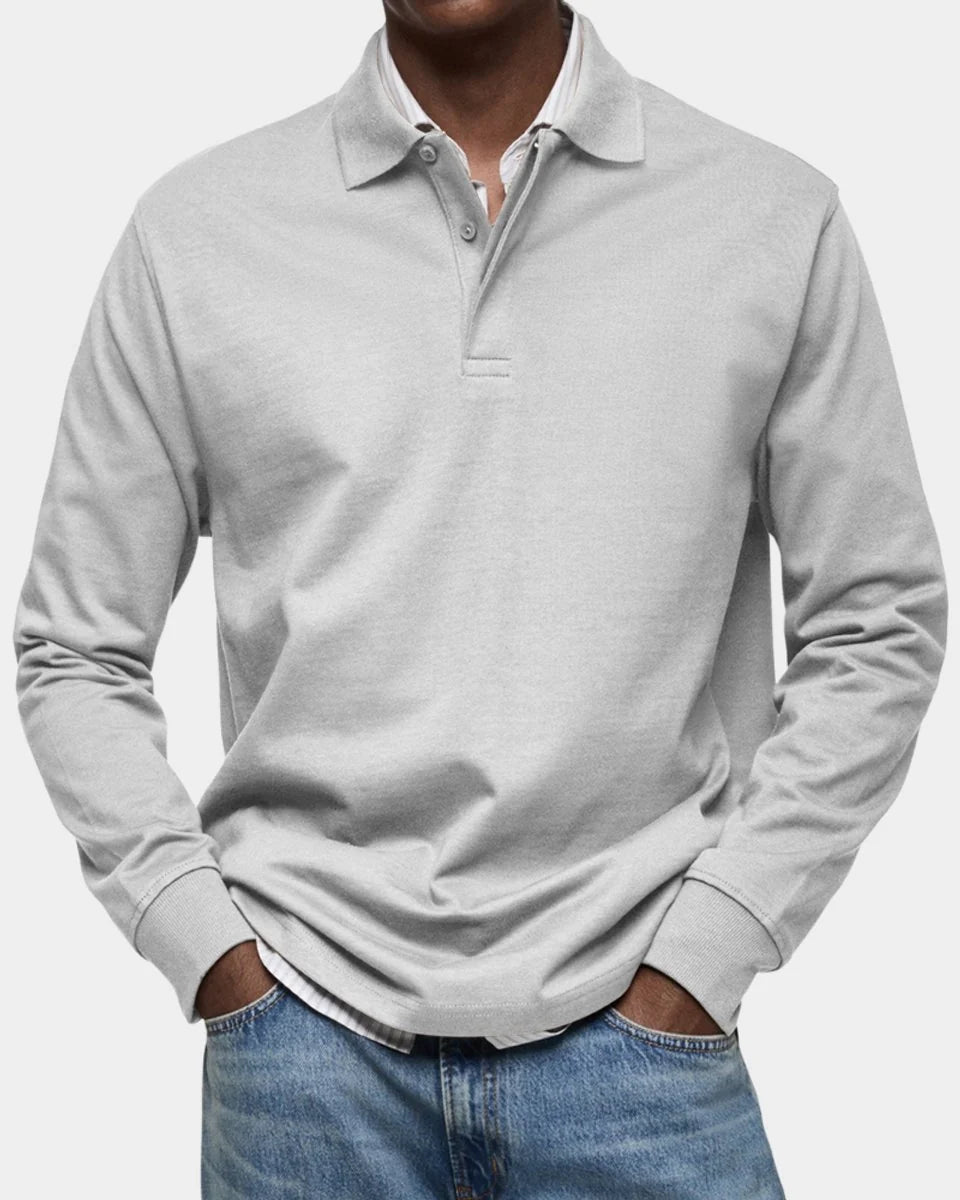 Nuana | Herren Langarm-Poloshirt klassischer Schnitt atmungsaktiv