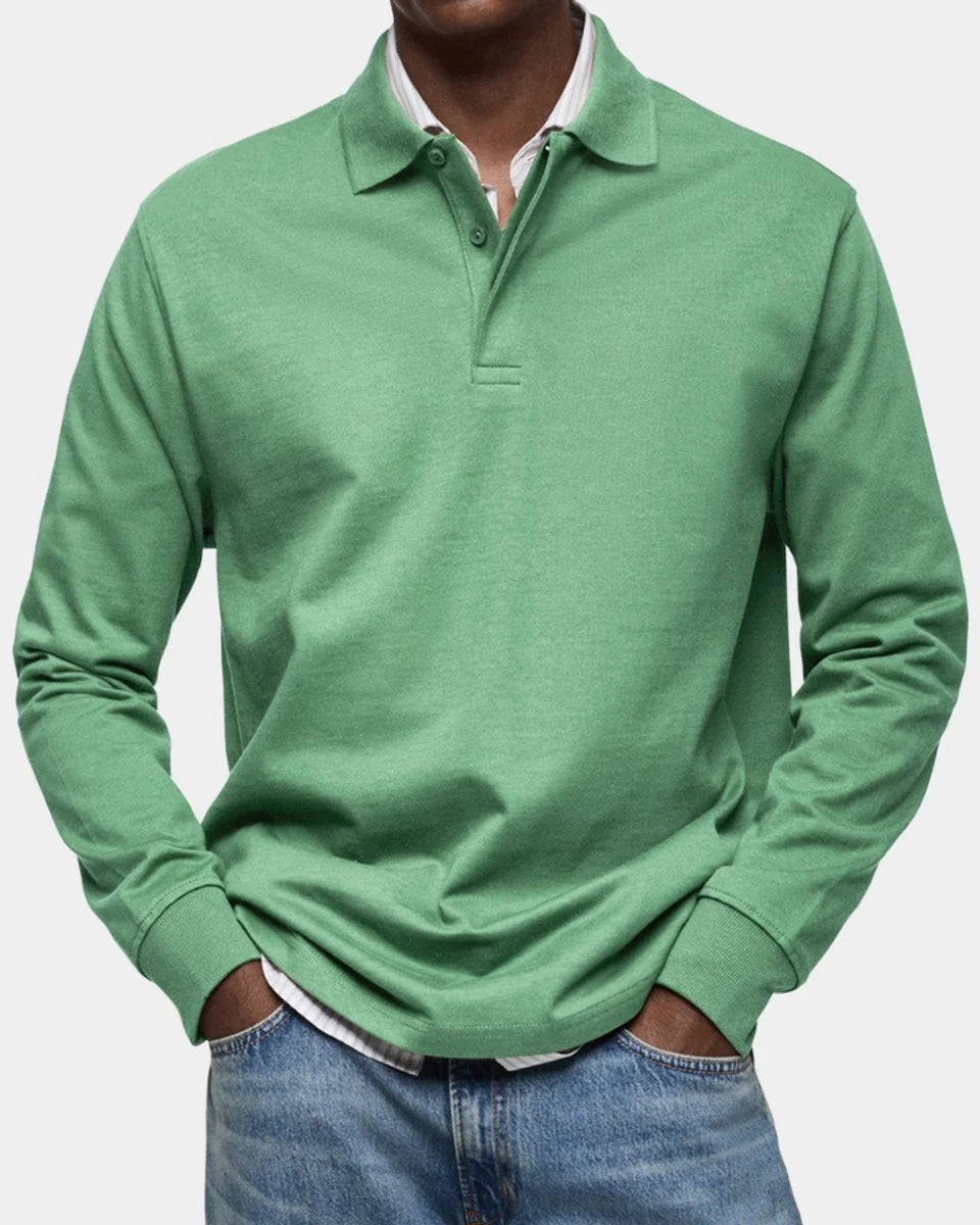 Nuana | Herren Langarm-Poloshirt klassischer Schnitt atmungsaktiv