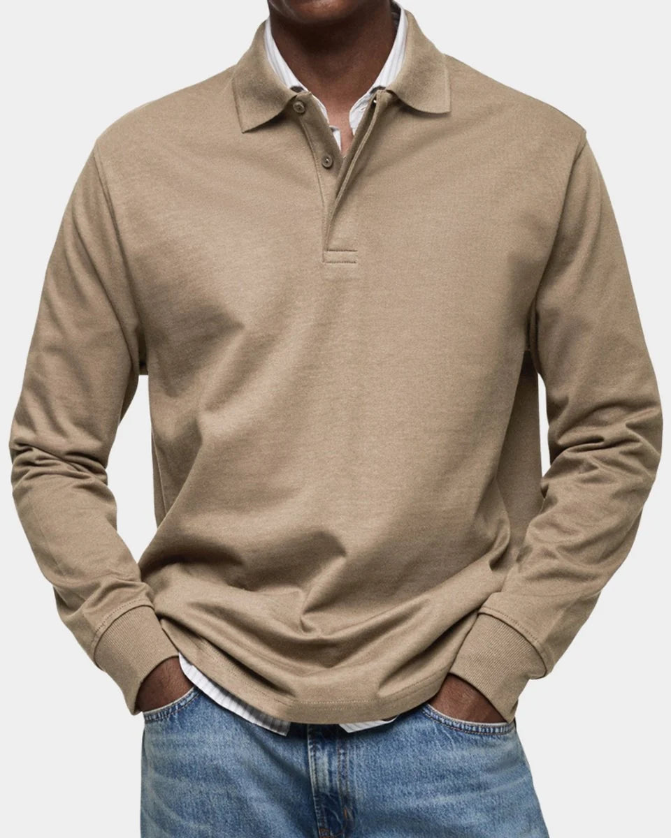 Nuana | Herren Langarm-Poloshirt klassischer Schnitt atmungsaktiv