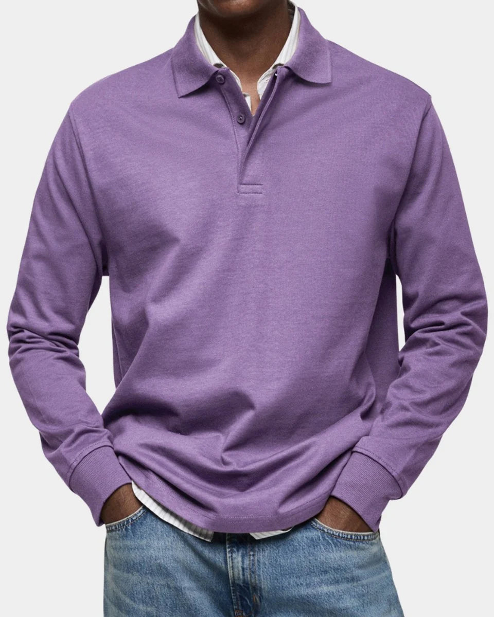 Nuana | Herren Langarm-Poloshirt klassischer Schnitt atmungsaktiv