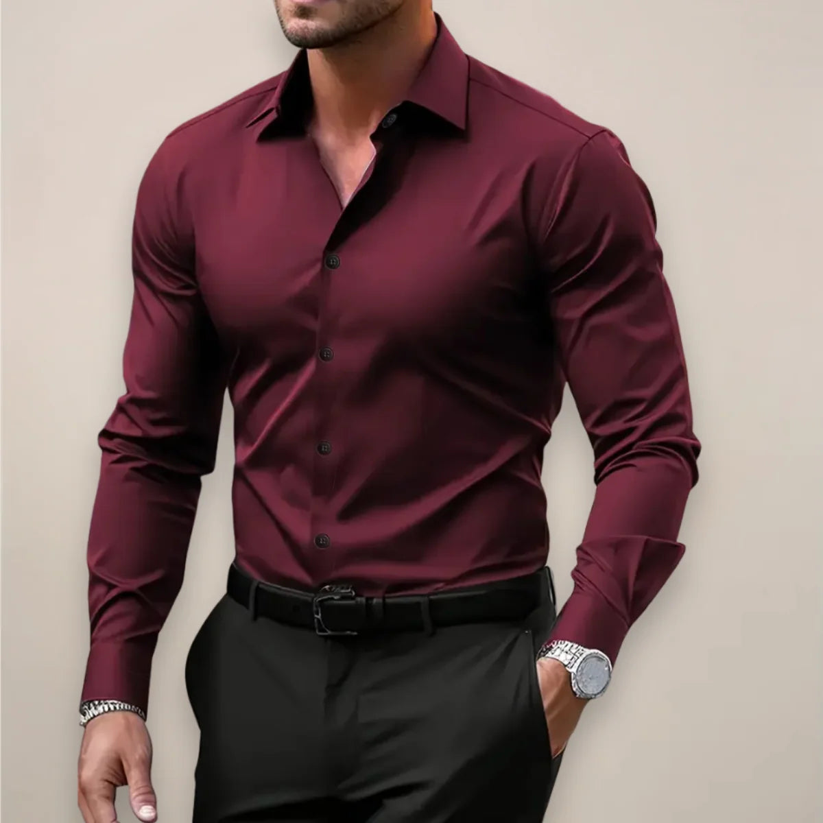 Nuana | Herren Langarmhemd im Smart-Style