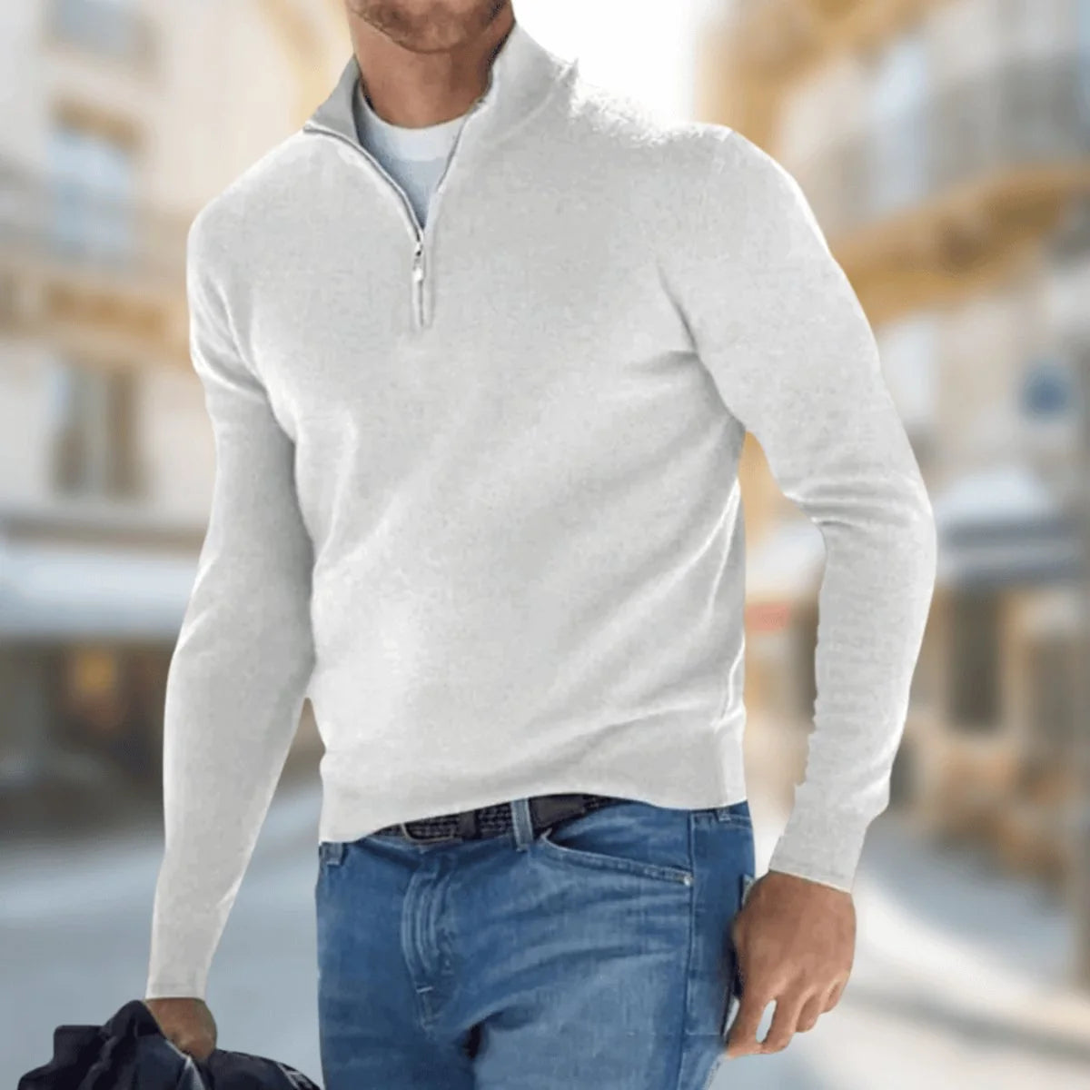 Nuana | Herren Leichter Quarter-Zip Strickpullover Knit Sweater