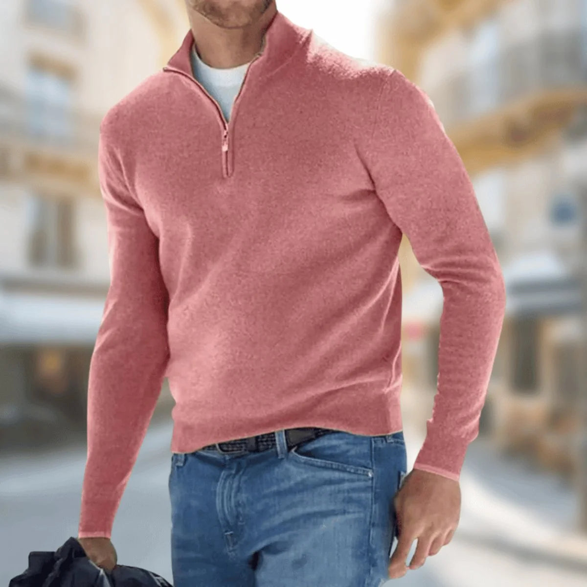 Nuana | Herren Leichter Quarter-Zip Strickpullover Knit Sweater