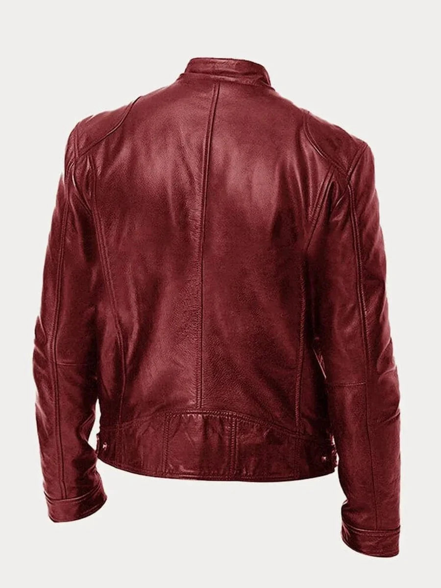 Nuana | Herren Slim-Fit Biker Quilted Jacket aus Kunstleder mit Reißverschluss