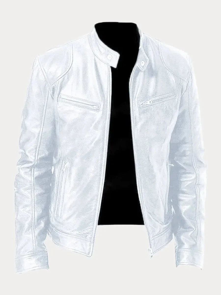 Nuana | Herren Slim-Fit Biker Quilted Jacket aus Kunstleder mit Reißverschluss