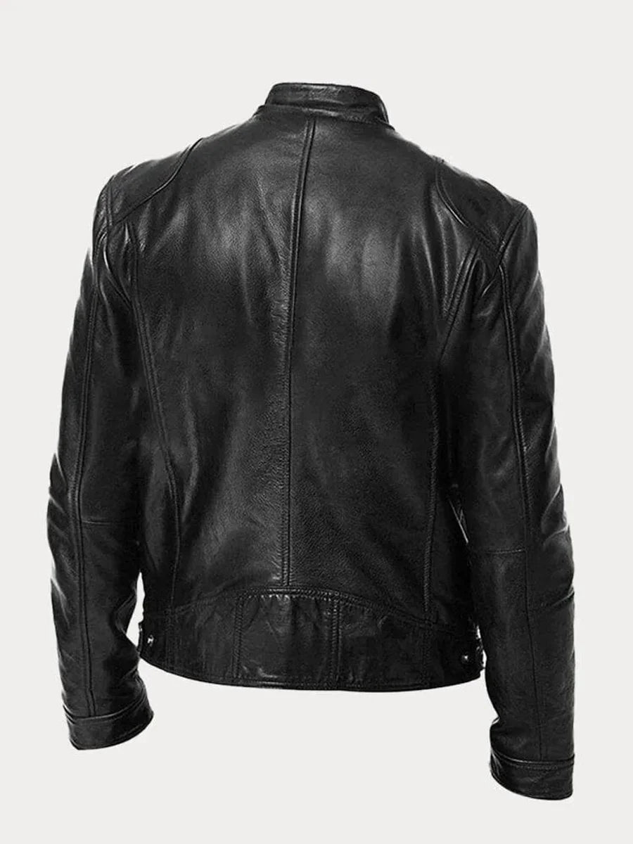 Nuana | Herren Slim-Fit Biker Quilted Jacket aus Kunstleder mit Reißverschluss