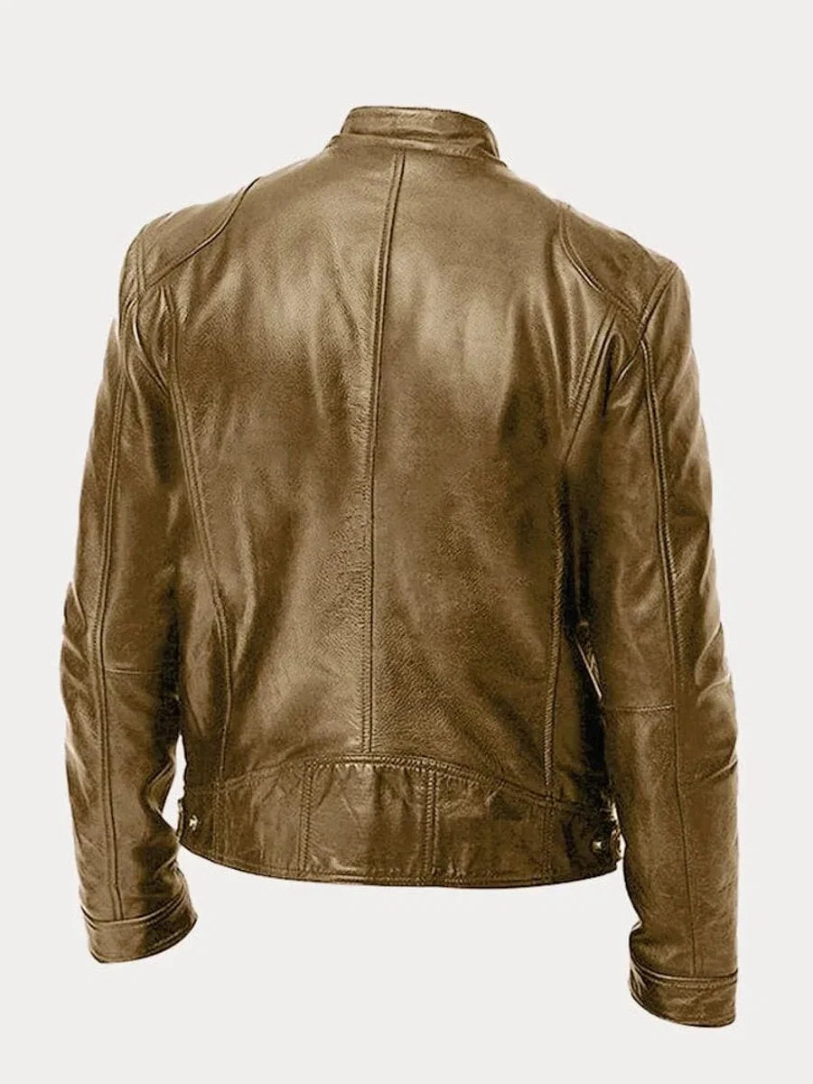 Nuana | Herren Slim-Fit Biker Quilted Jacket aus Kunstleder mit Reißverschluss
