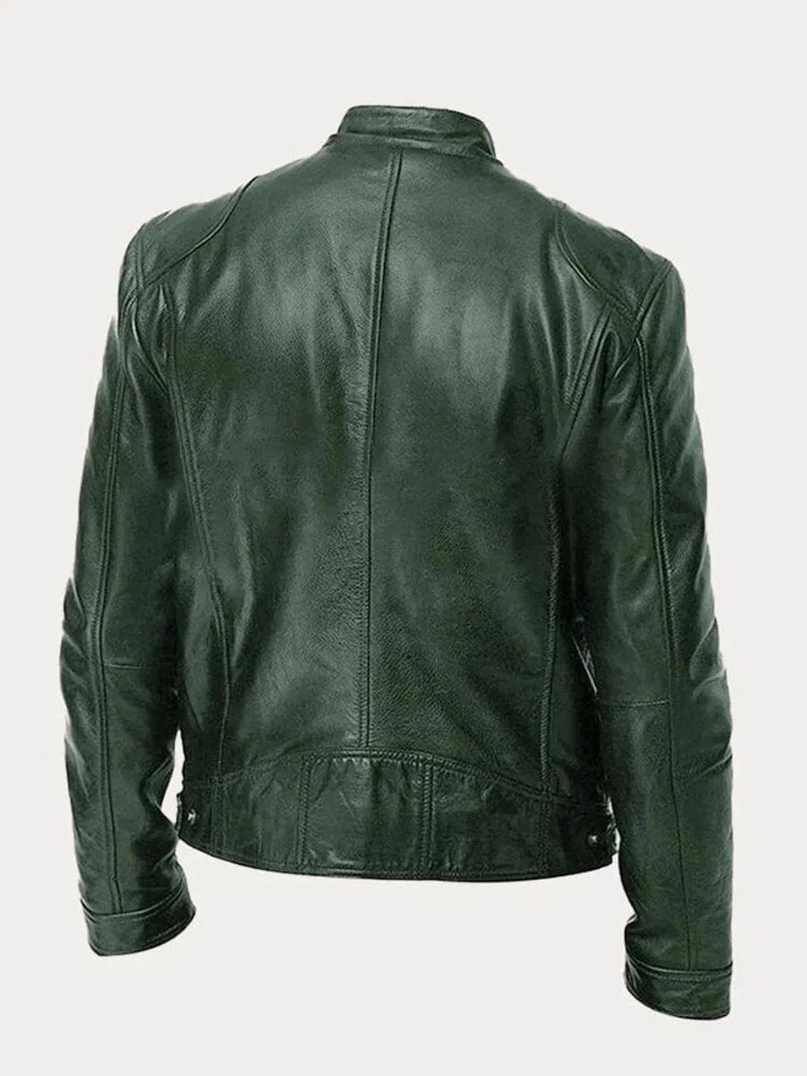 Nuana | Herren Slim-Fit Biker Quilted Jacket aus Kunstleder mit Reißverschluss