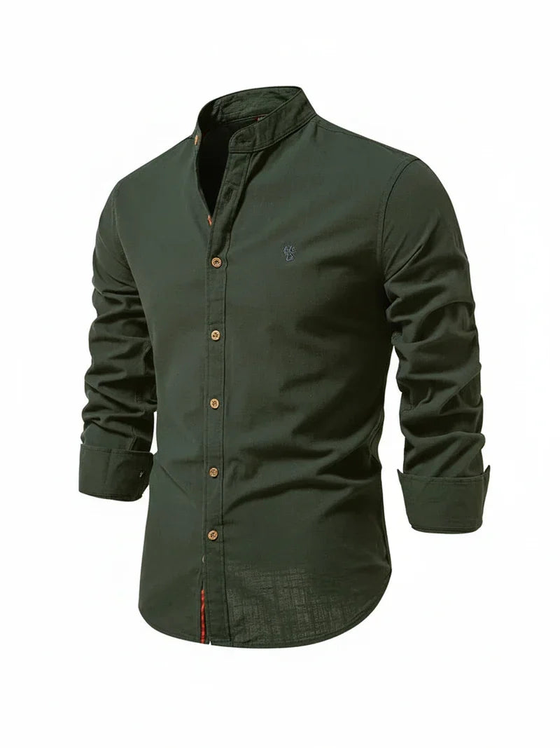 Nuana | Herren Stehkragen Knopfleiste Freizeit Shirt