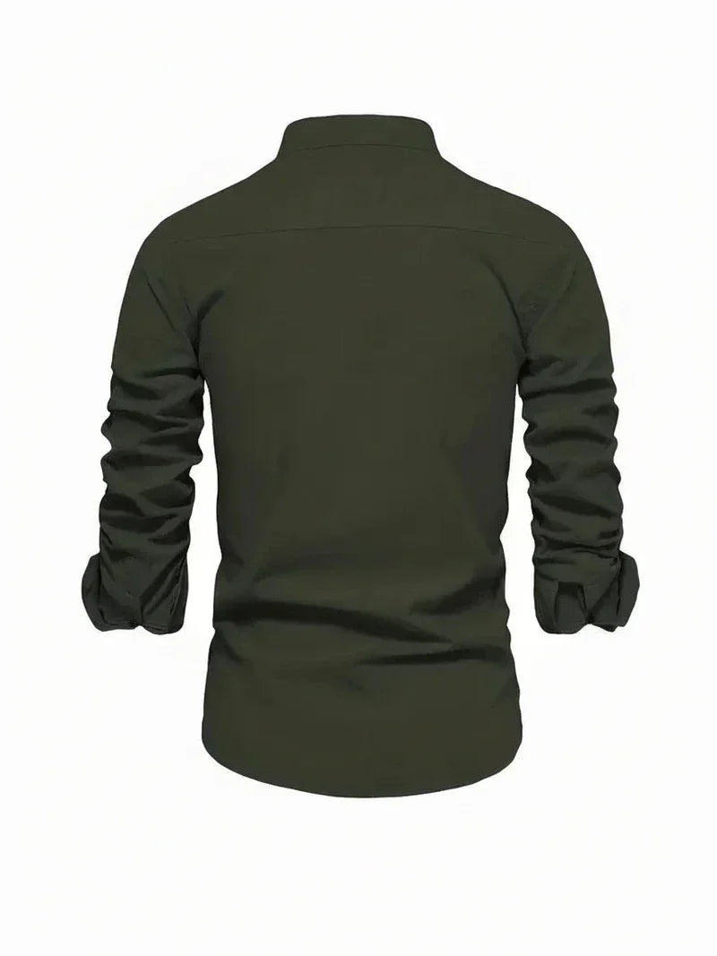 Nuana | Herren Stehkragen Knopfleiste Freizeit Shirt