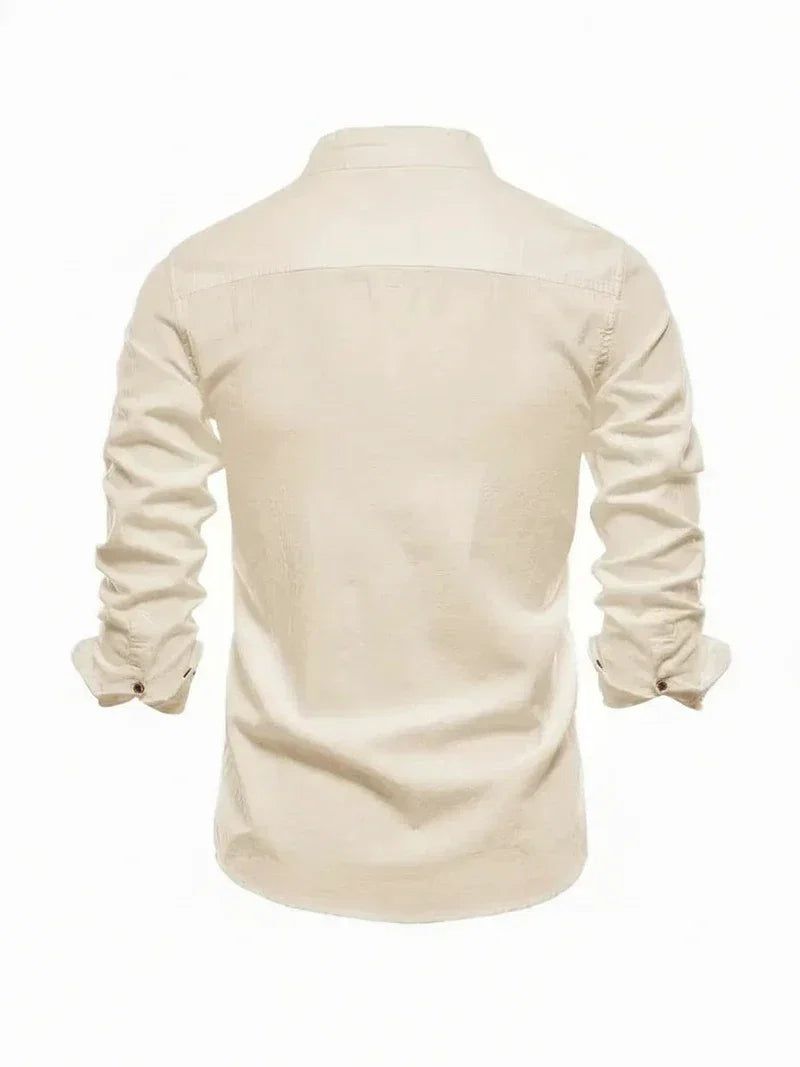 Nuana | Herren Stehkragen Knopfleiste Freizeit Shirt