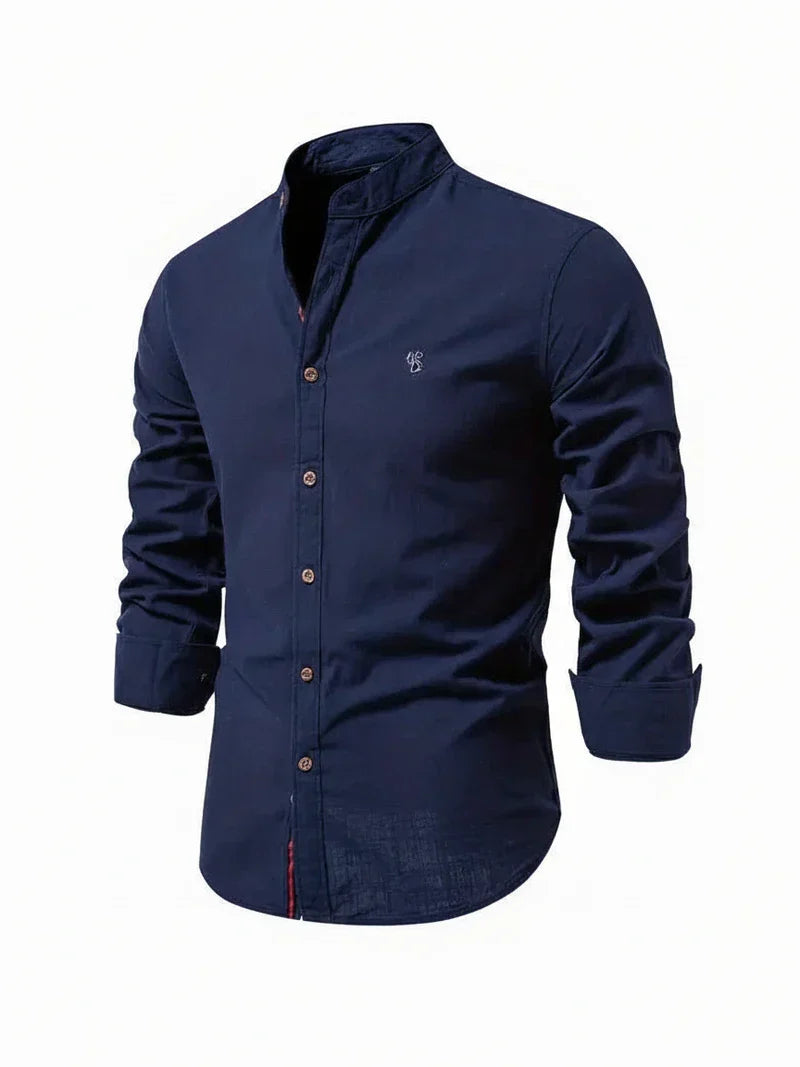 Nuana | Herren Stehkragen Knopfleiste Freizeit Shirt