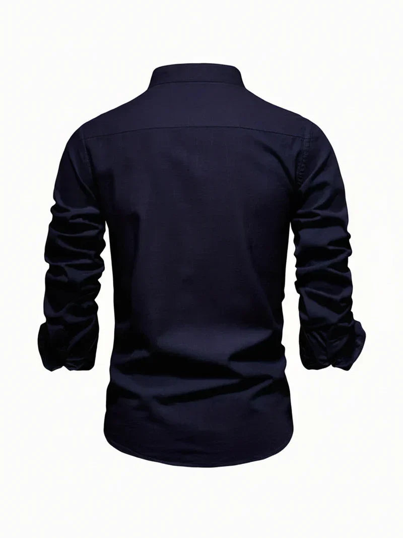 Nuana | Herren Stehkragen Knopfleiste Freizeit Shirt