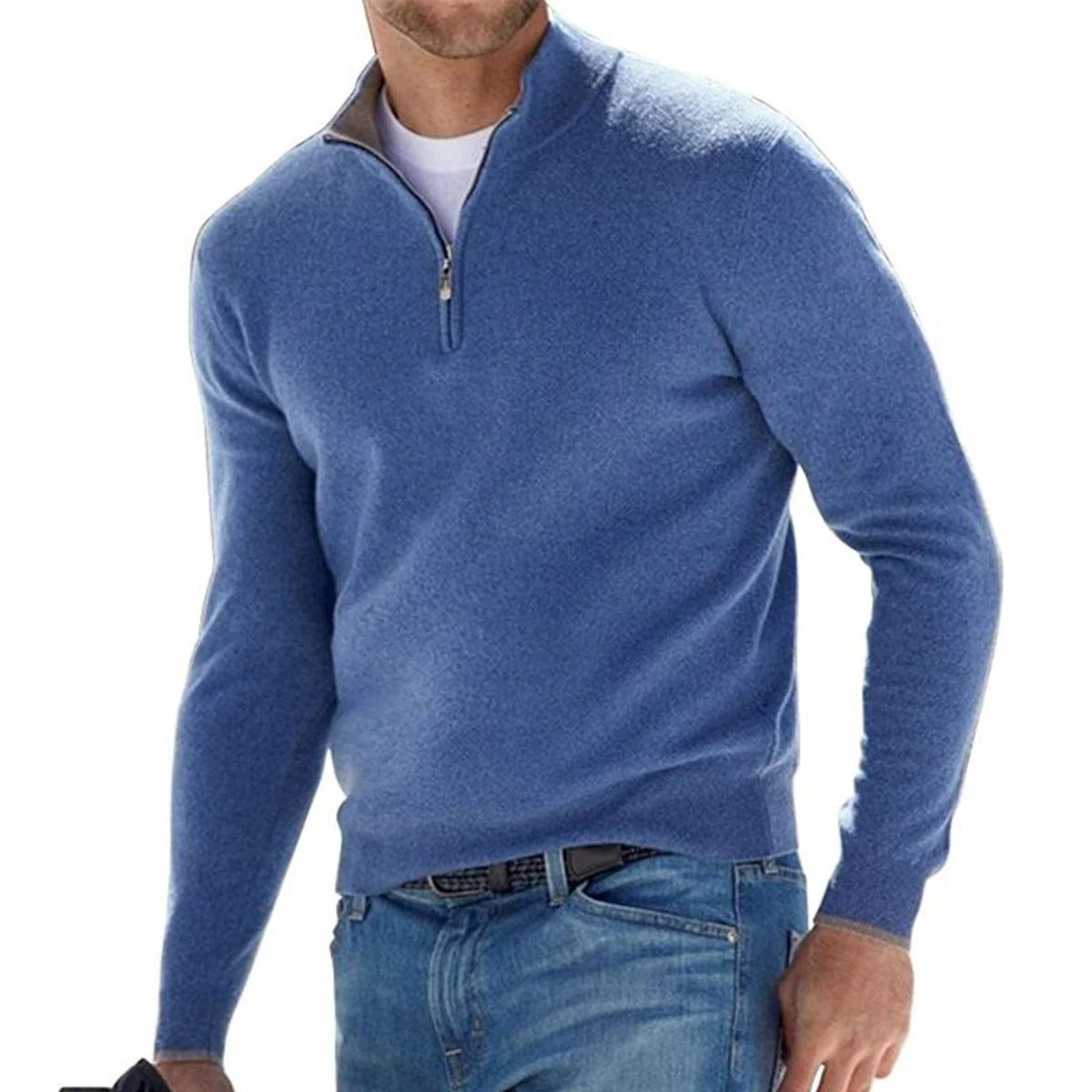 Nuana | Herren Strickpullover mit Halbem Reißverschluss Regular Fit