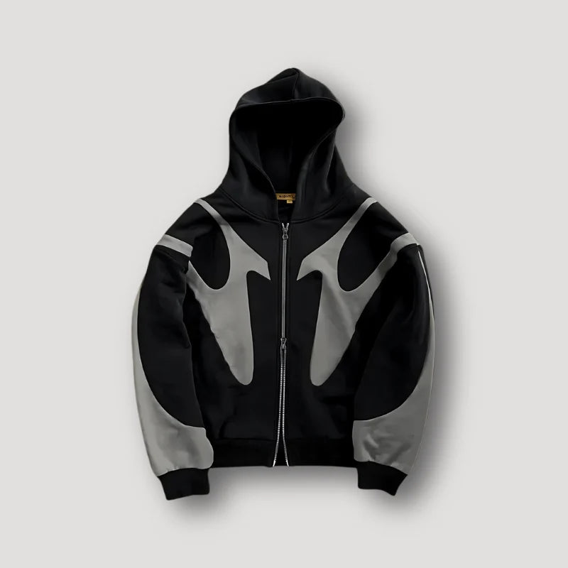 Nuana | Herren Trendiger Hoodie mit Flammenmuster und Reißverschluss